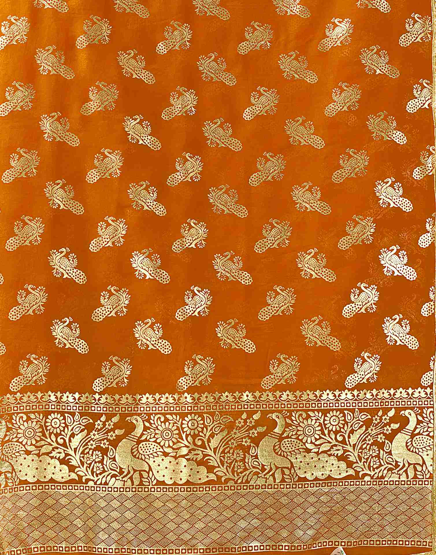 Yellow Georgette Foil Printed Saree