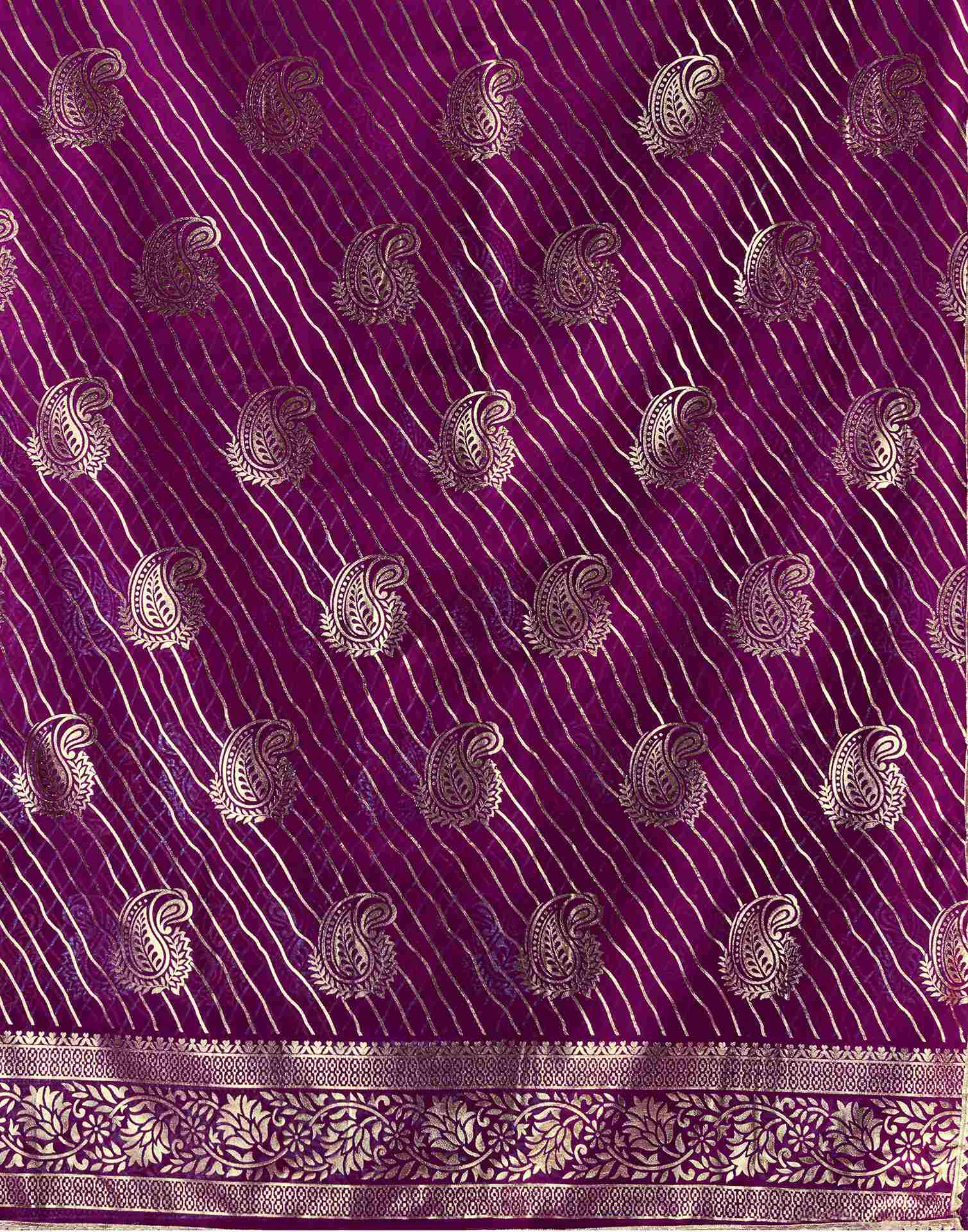 Dark Purple Georgette Foil Printed Saree