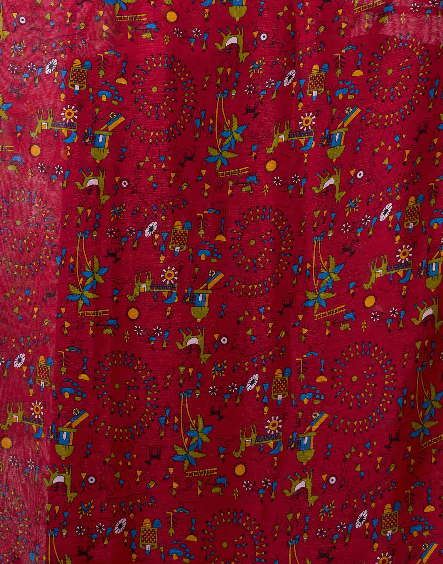 Red Georgette Warli Printed Saree