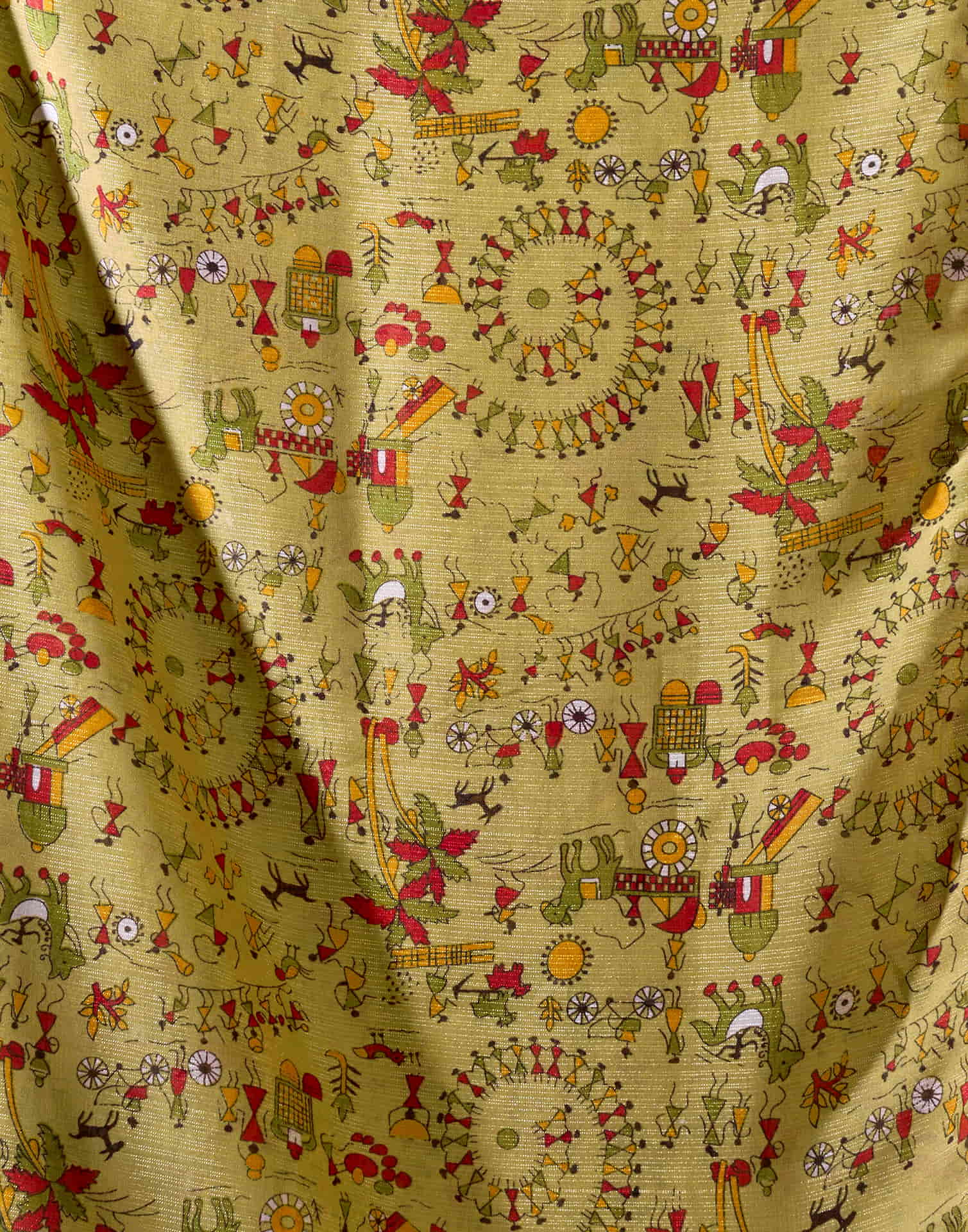 Khaki Georgette Warli Printed Saree