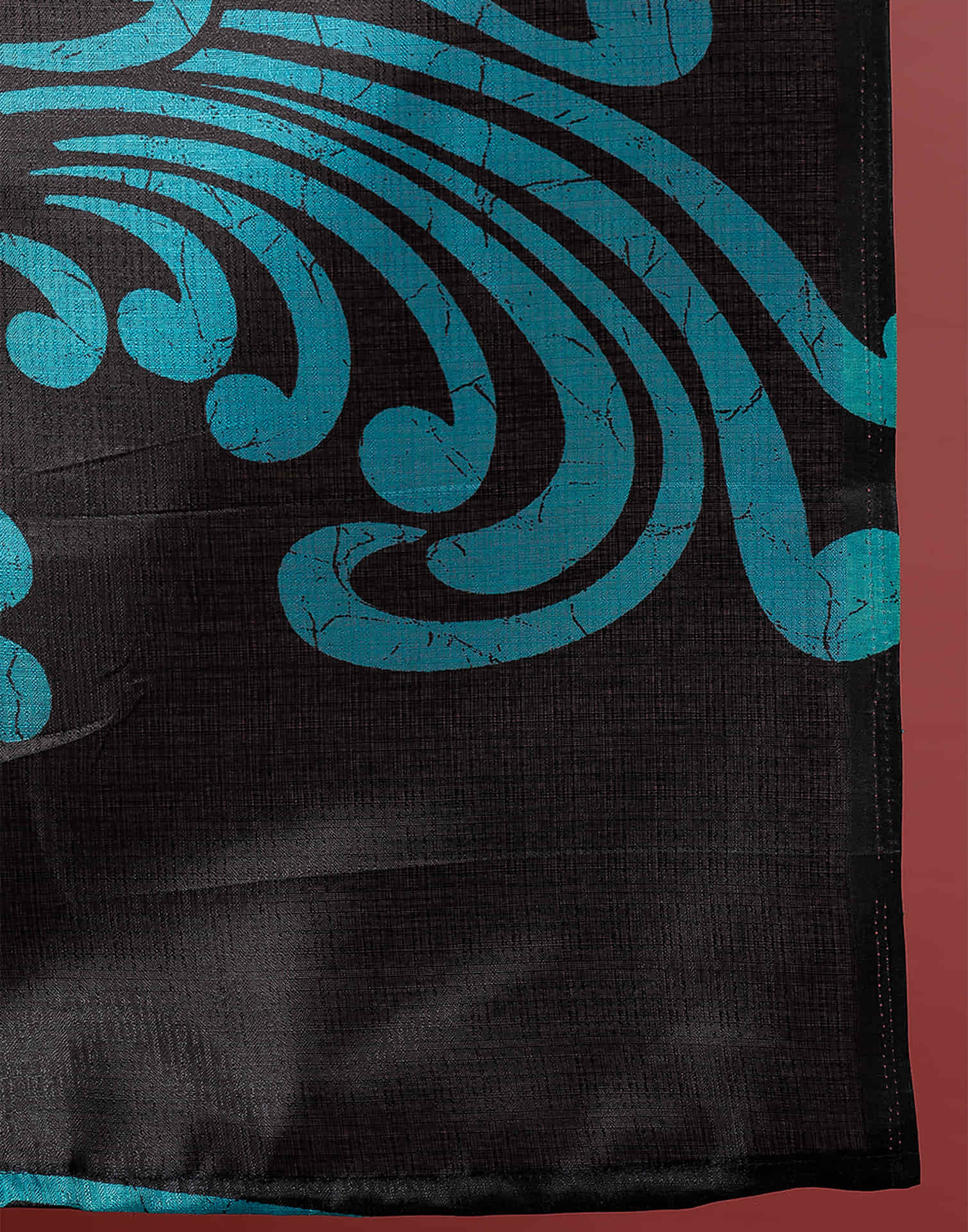 Black Cotton Blend Printed Saree