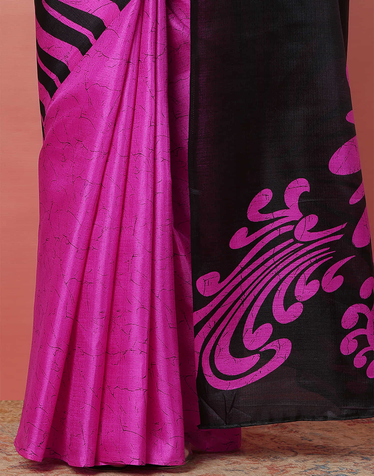 Black Cotton Blend Printed Saree