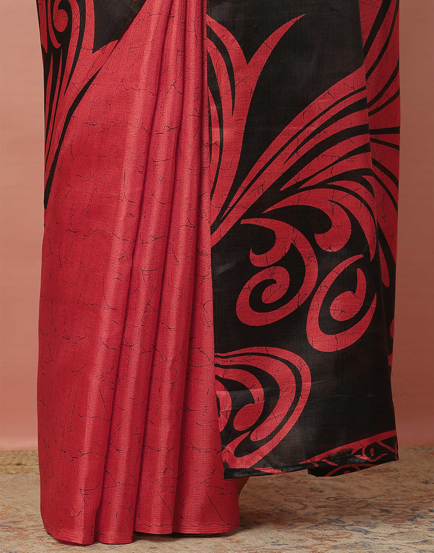 Black Cotton Blend Printed Saree