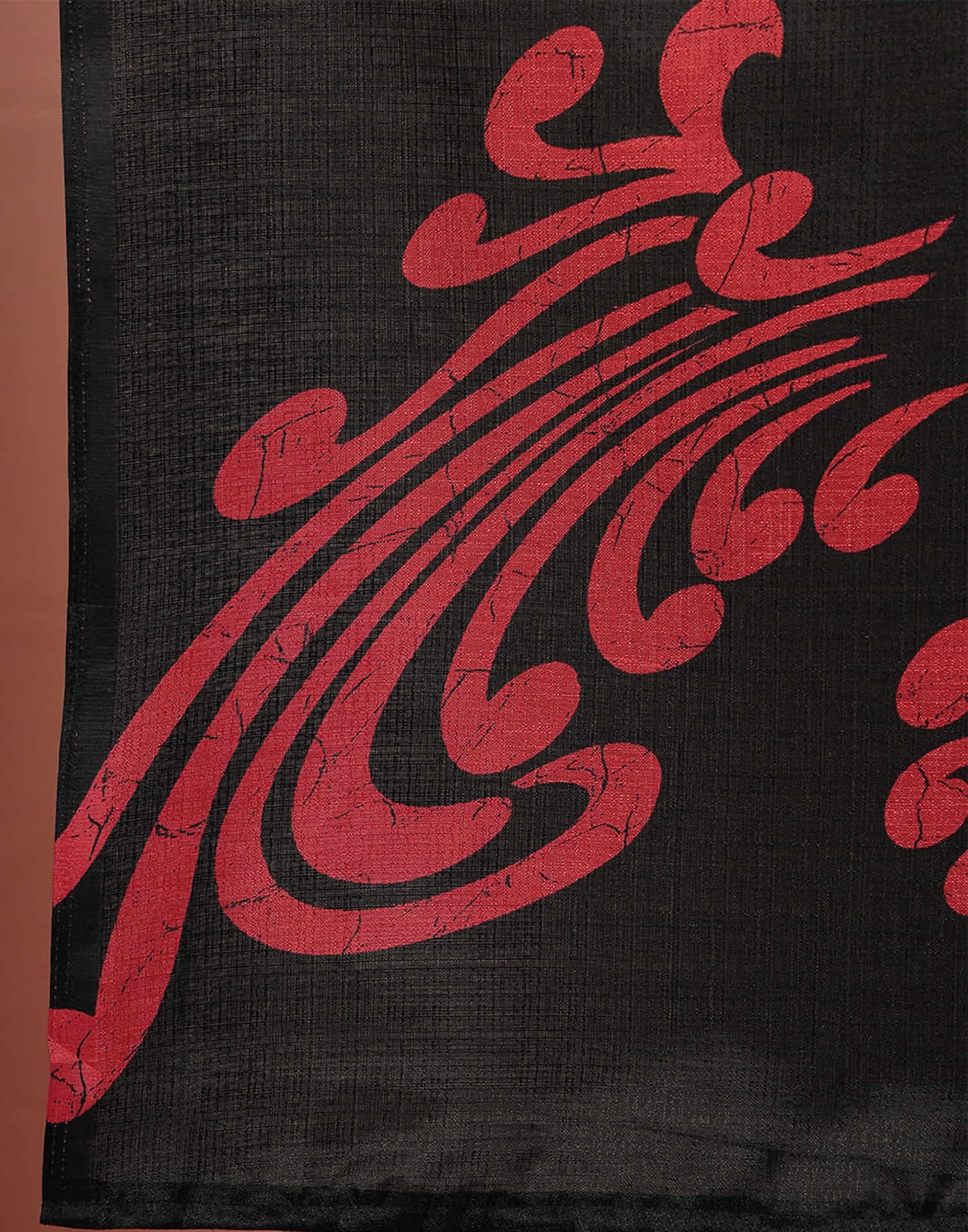 Black Cotton Blend Printed Saree