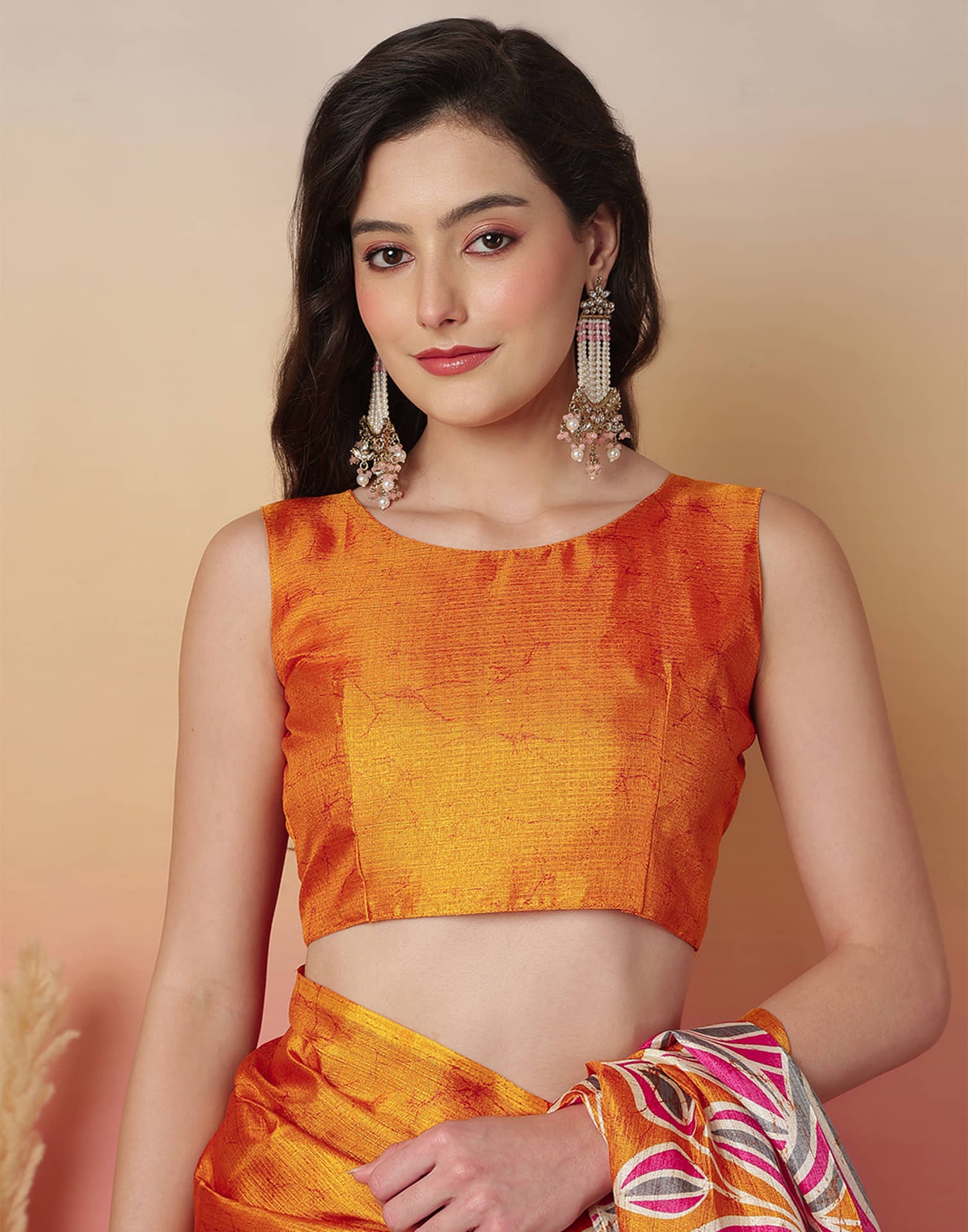 Mustard Yellow Cotton Blend Printed Saree