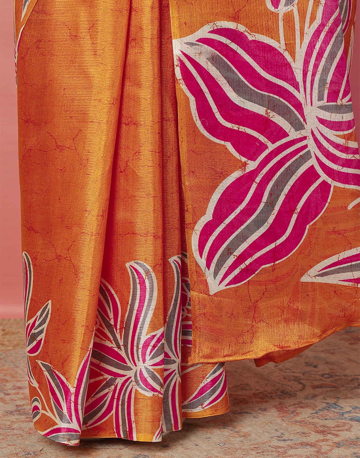 Mustard Yellow Cotton Blend Printed Saree