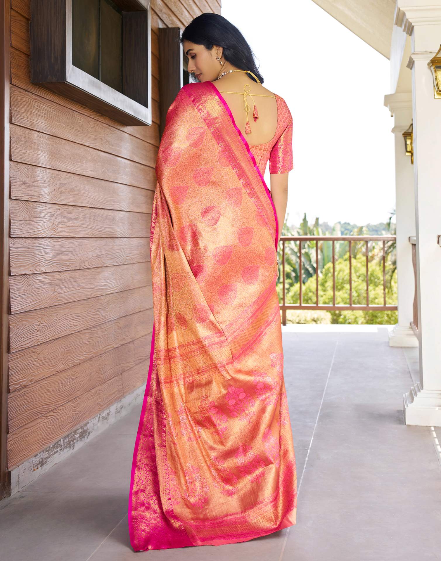 Orange Silk Woven Kanjivaram Saree