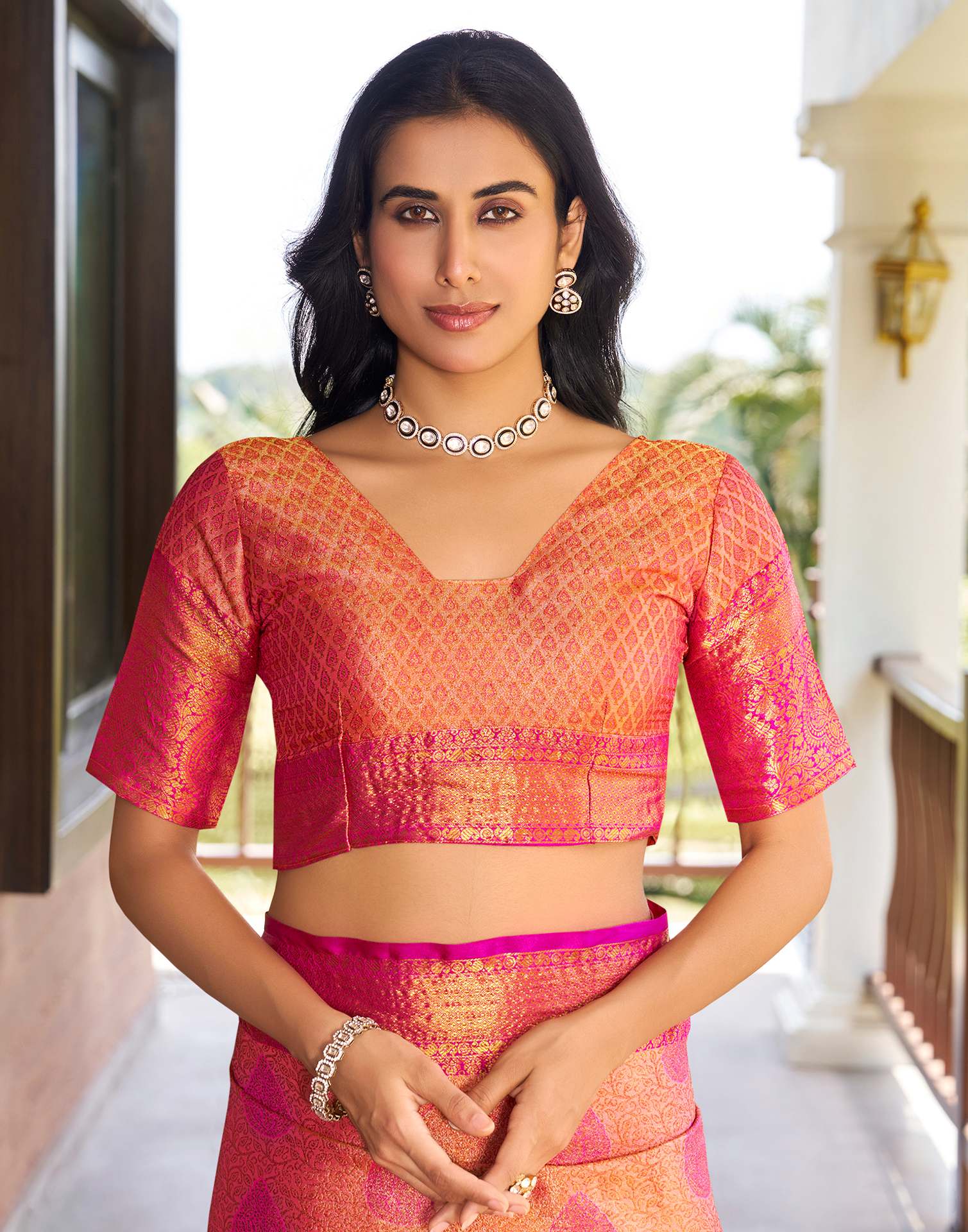 Orange Silk Woven Kanjivaram Saree