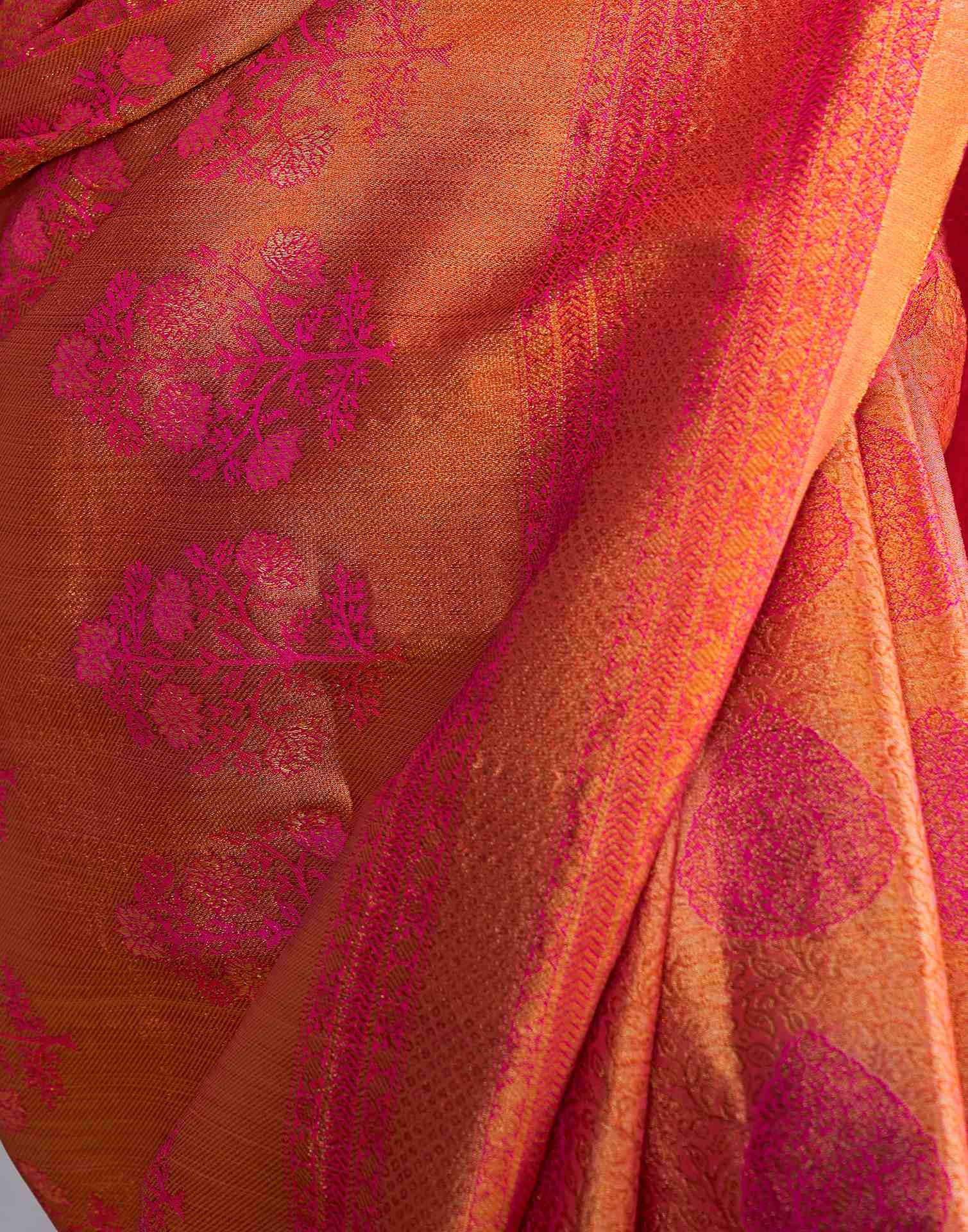 Orange Silk Woven Kanjivaram Saree