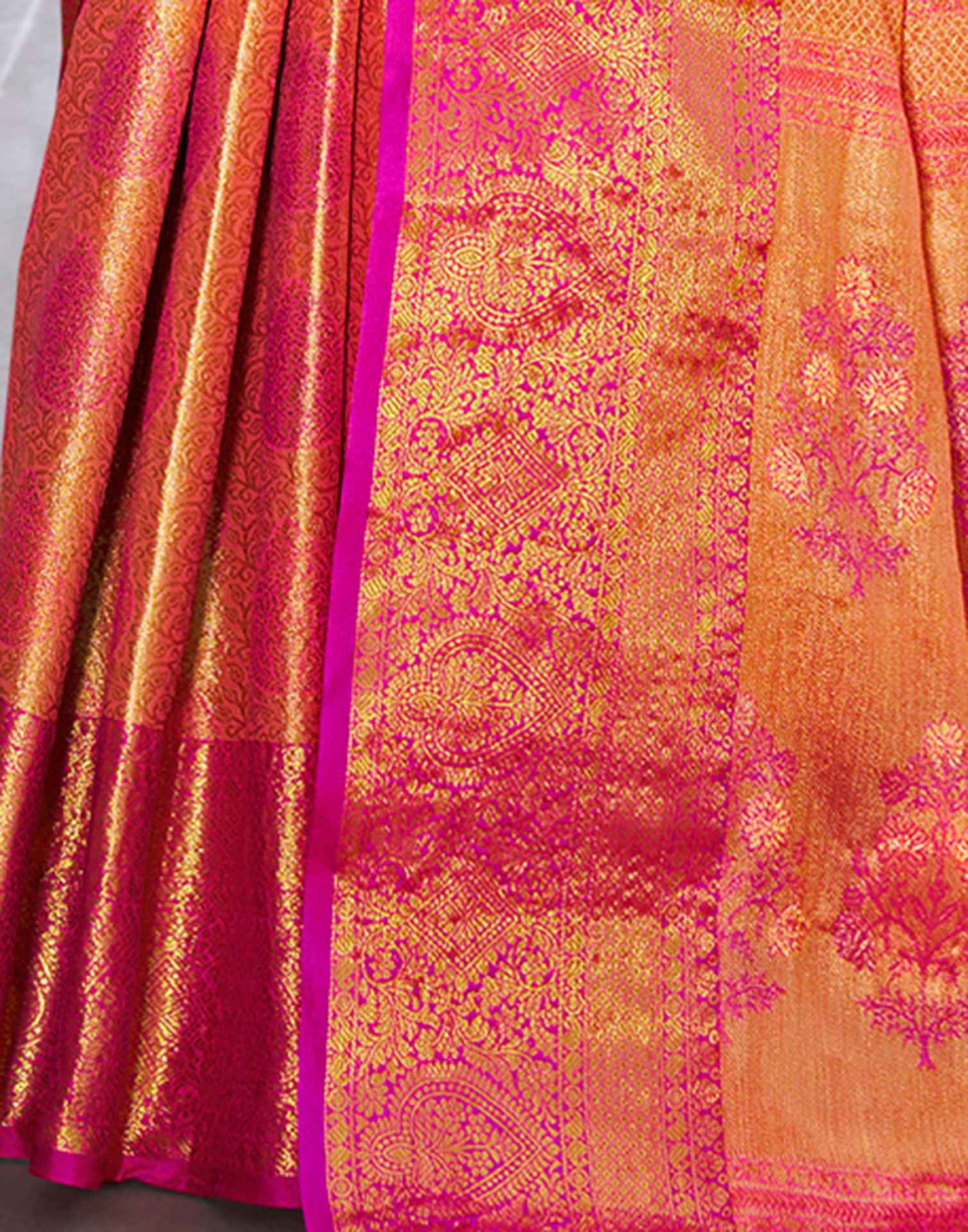 Orange Silk Woven Kanjivaram Saree