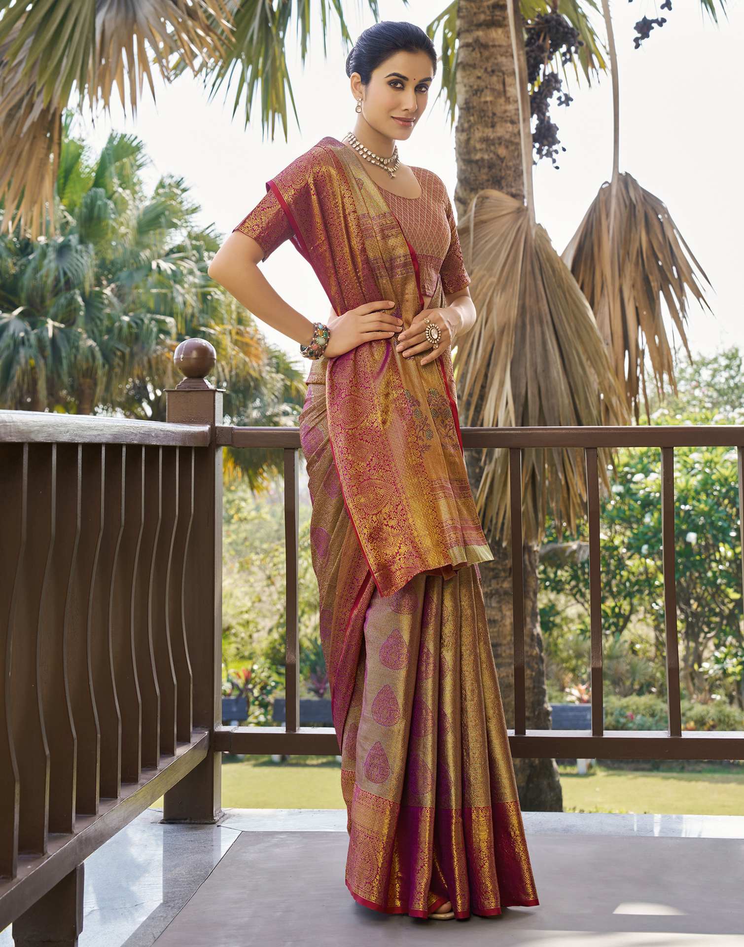 Purple Silk Woven Kanjivaram Saree