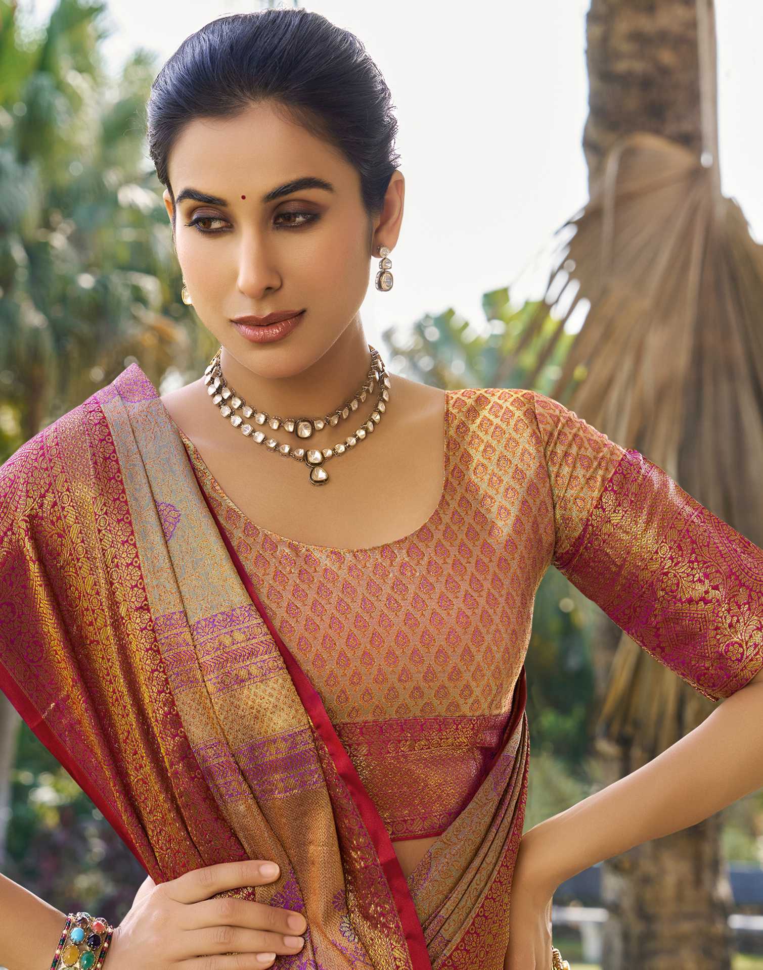 Purple Silk Woven Kanjivaram Saree
