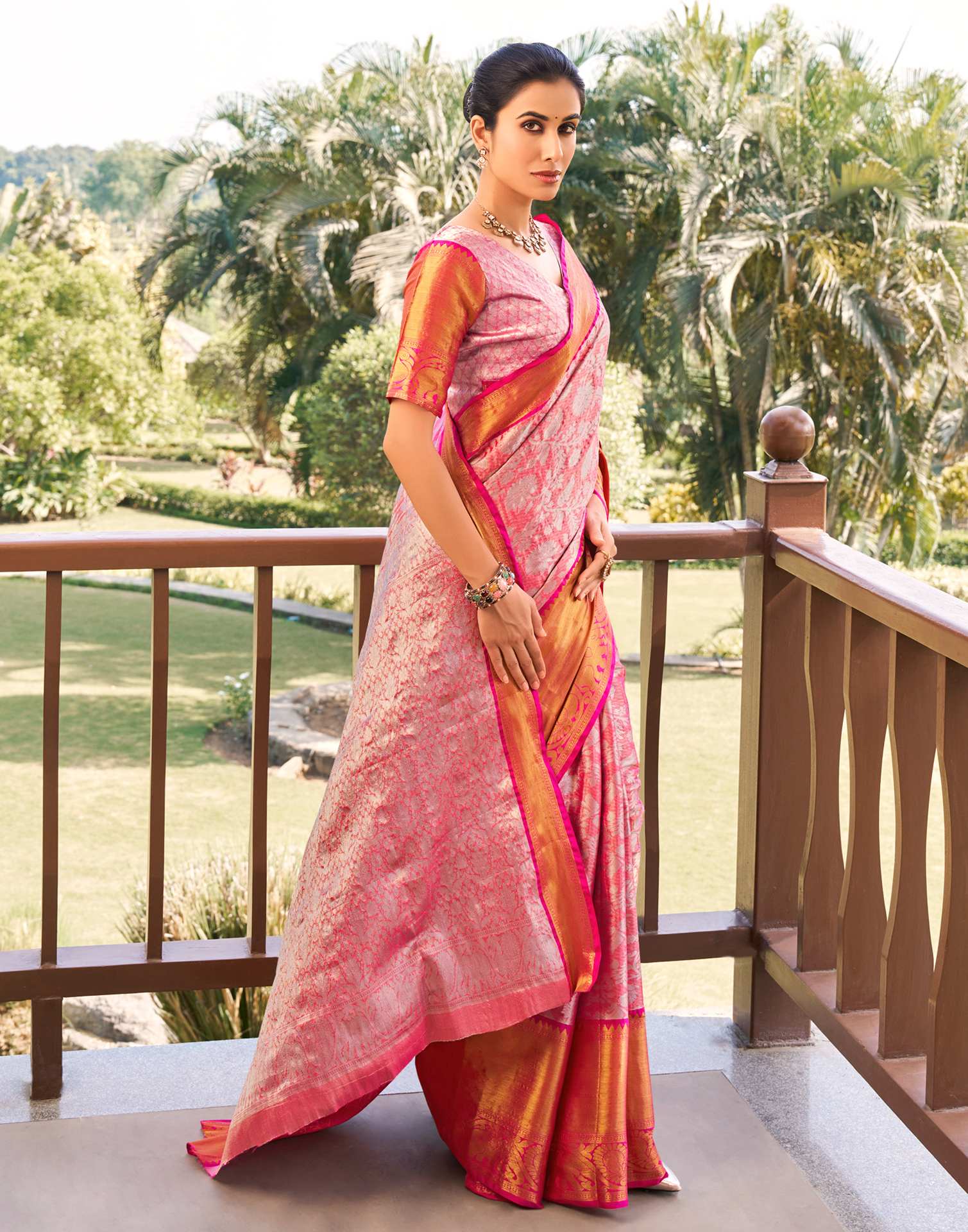 Blush Pink Silk Woven Kanjivaram Saree