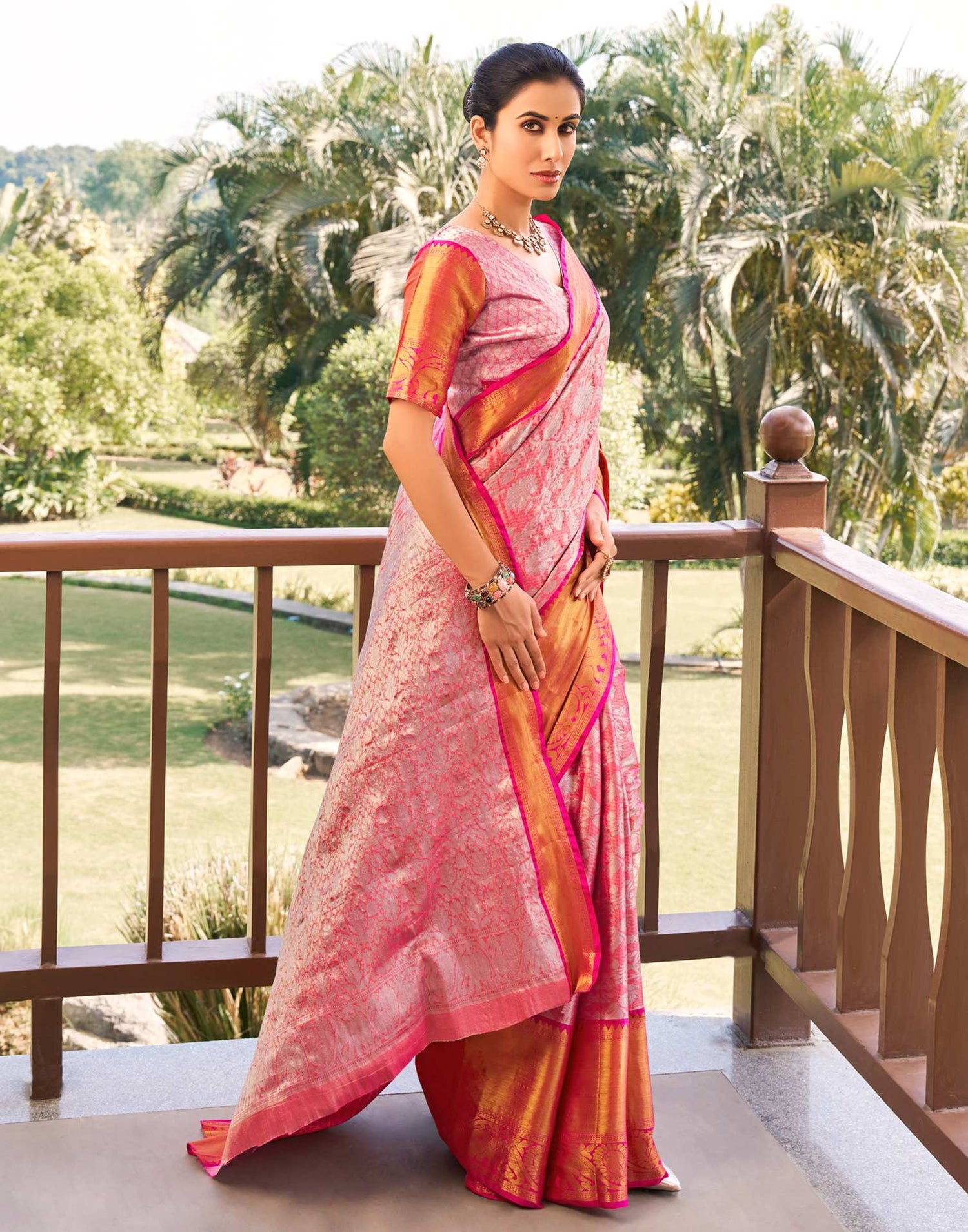 Blush Pink Silk Woven Kanjivaram Saree