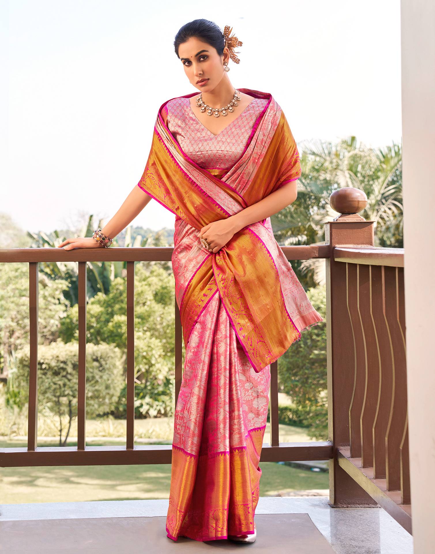Blush Pink Silk Woven Kanjivaram Saree