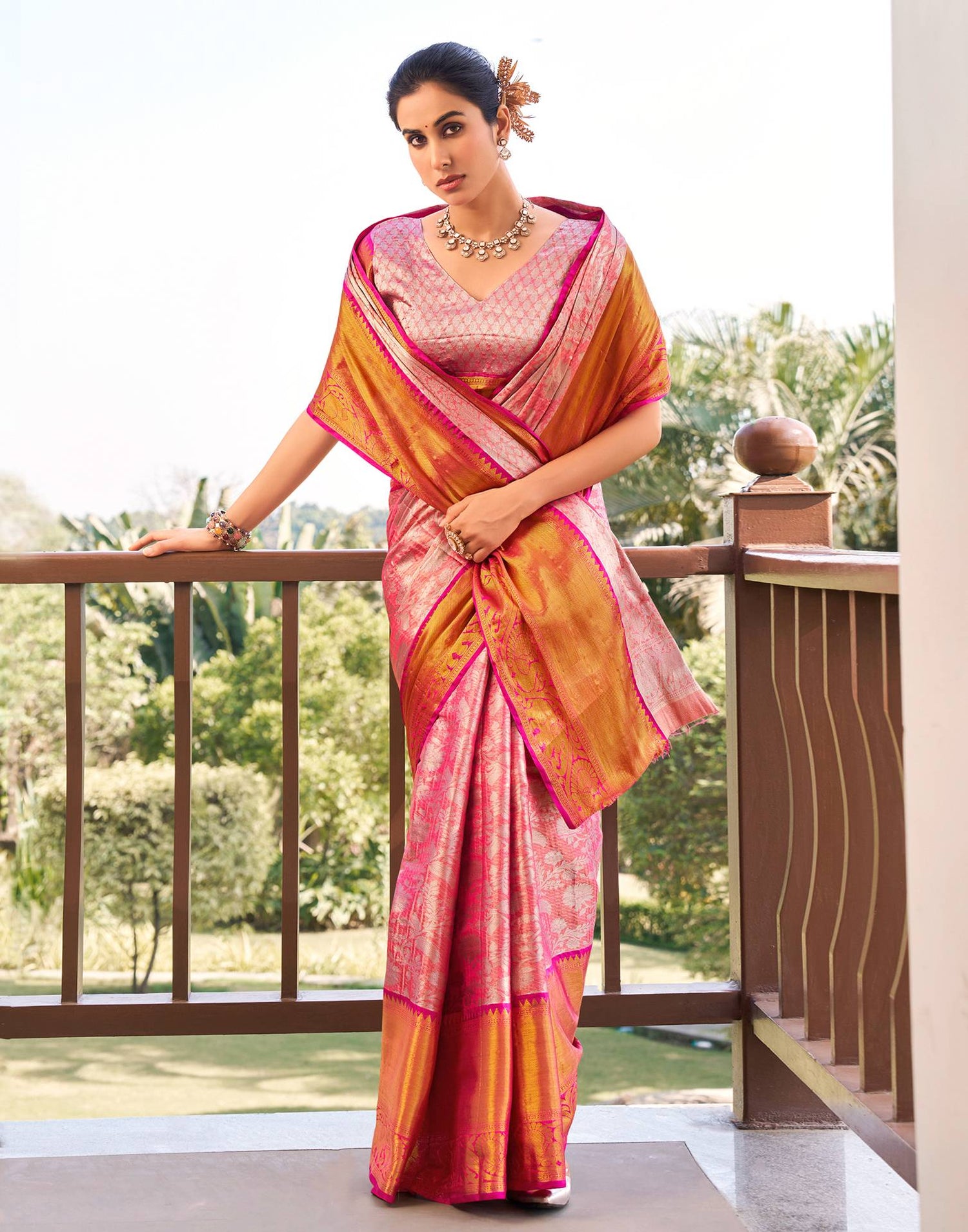 Blush Pink Silk Woven Kanjivaram Saree