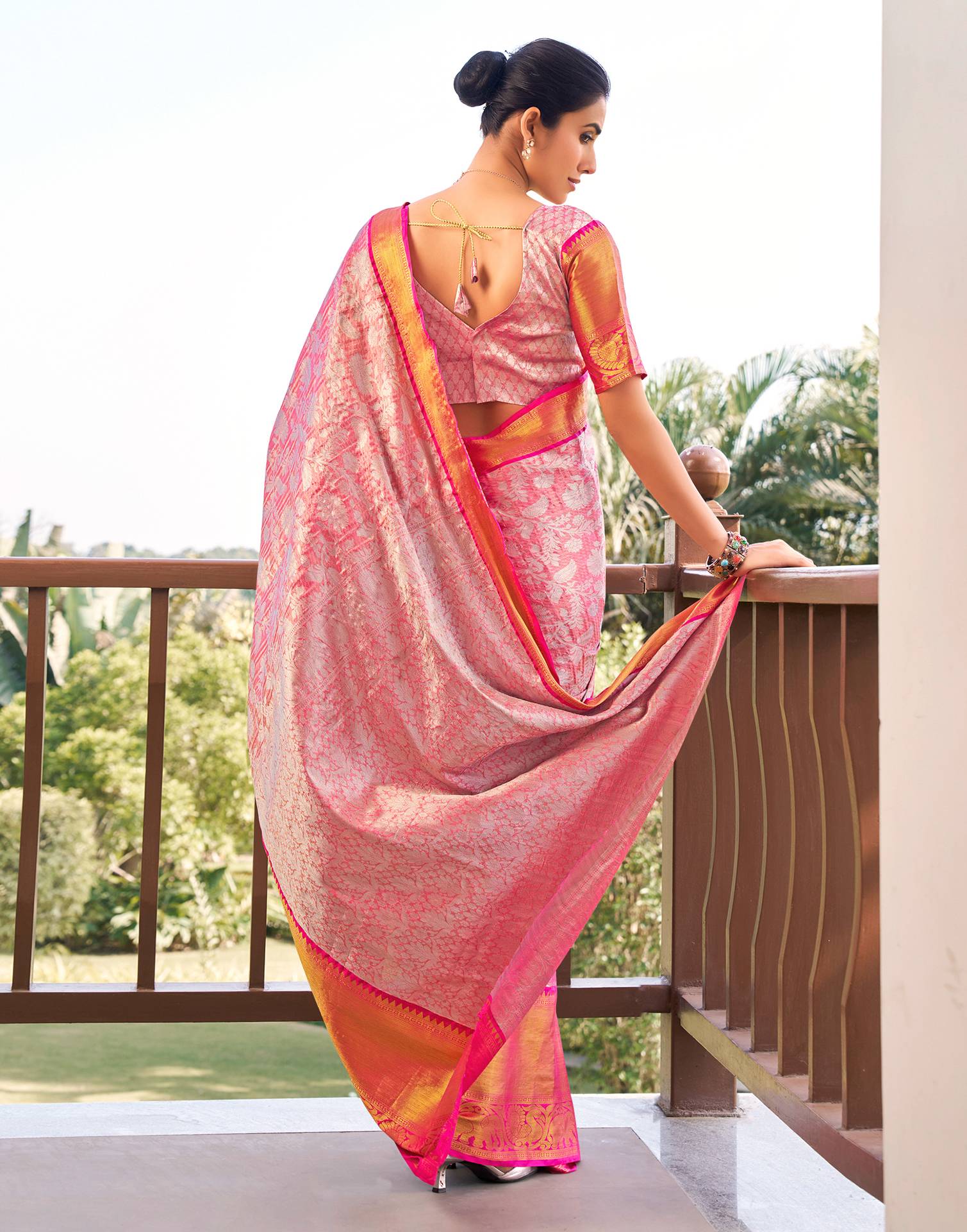 Blush Pink Silk Woven Kanjivaram Saree