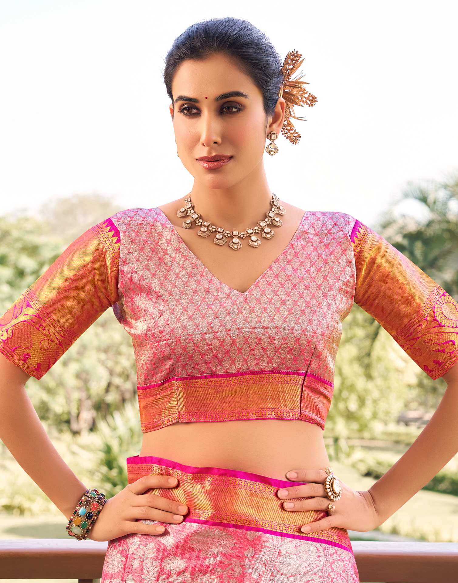 Blush Pink Silk Woven Kanjivaram Saree