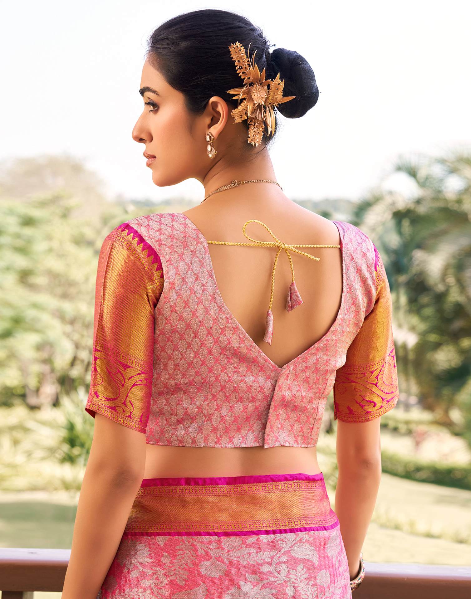 Blush Pink Silk Woven Kanjivaram Saree