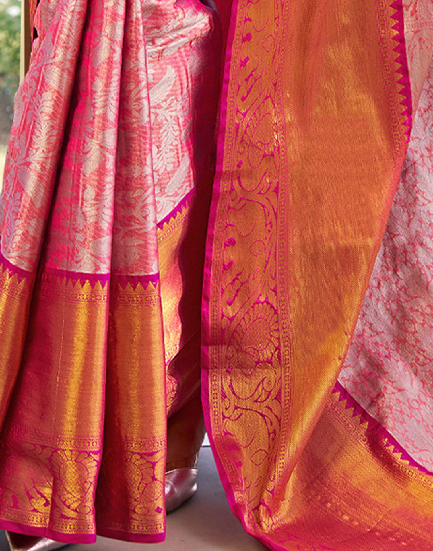 Blush Pink Silk Woven Kanjivaram Saree