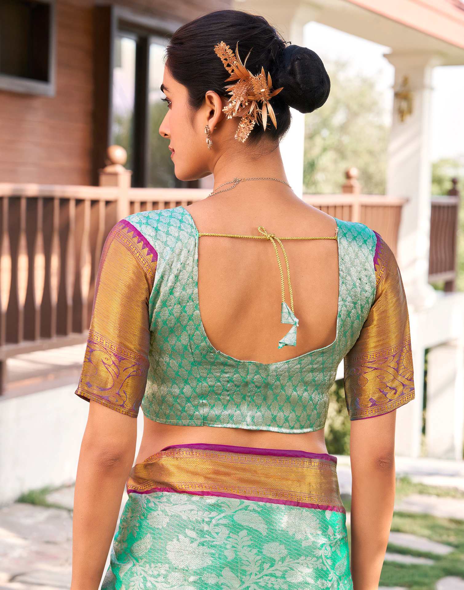 Turquoise Silk Woven Kanjivaram Saree