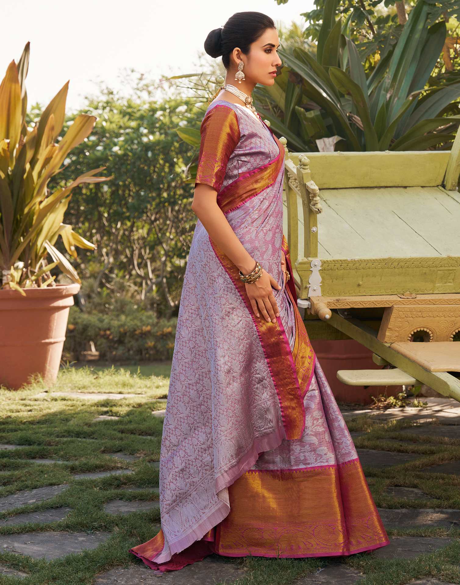 Purple Silk Woven Kanjivaram Saree