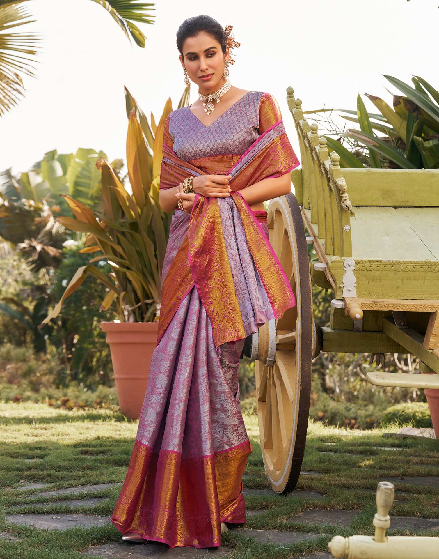 Purple Silk Woven Kanjivaram Saree