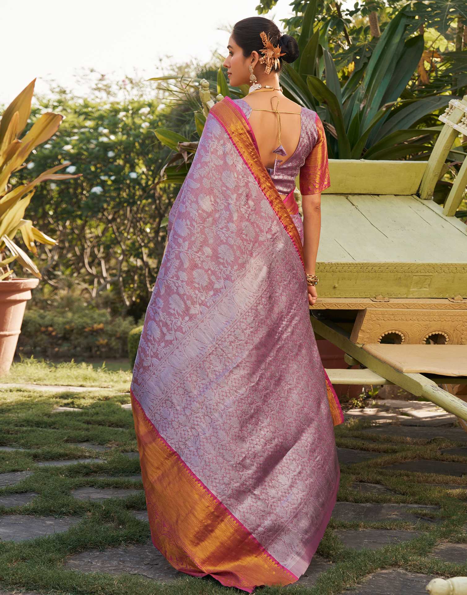 Purple Silk Woven Kanjivaram Saree