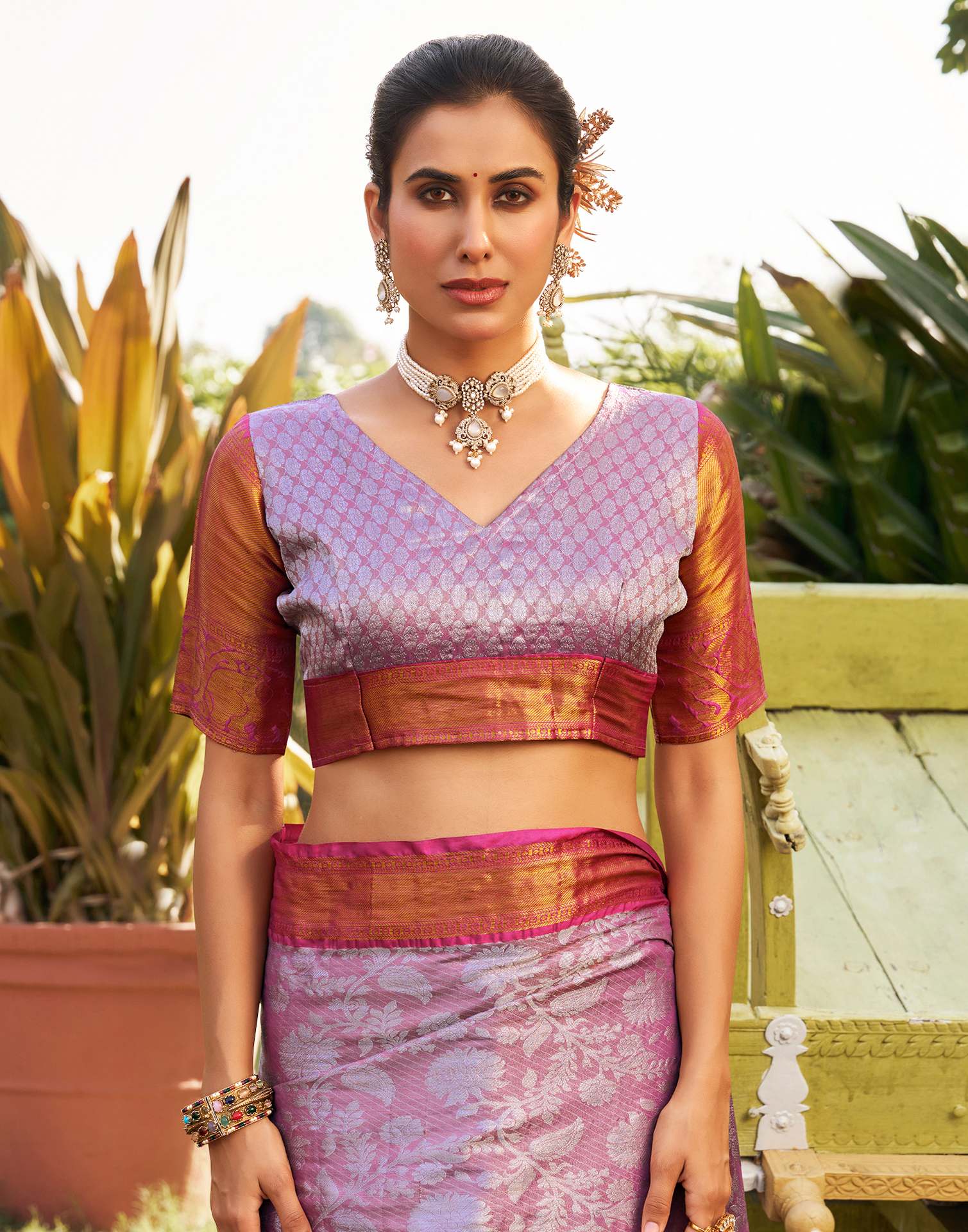 Purple Silk Woven Kanjivaram Saree