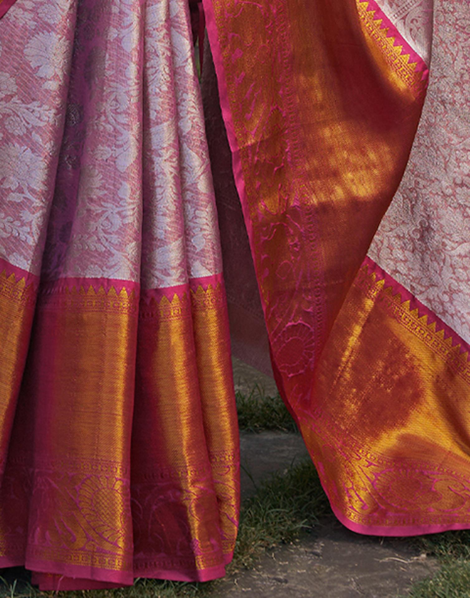 Purple Silk Woven Kanjivaram Saree