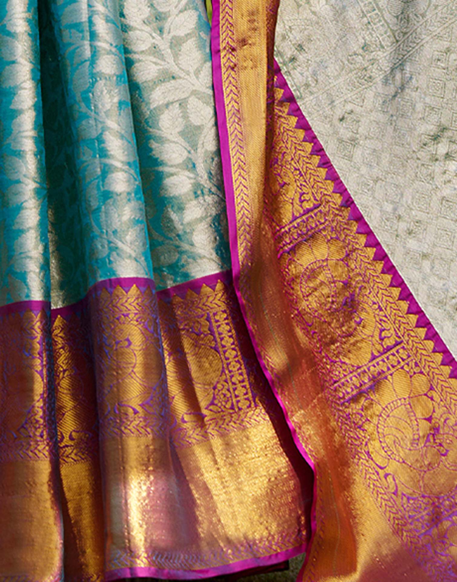 Sky Blue Silk Woven Kanjivaram Saree