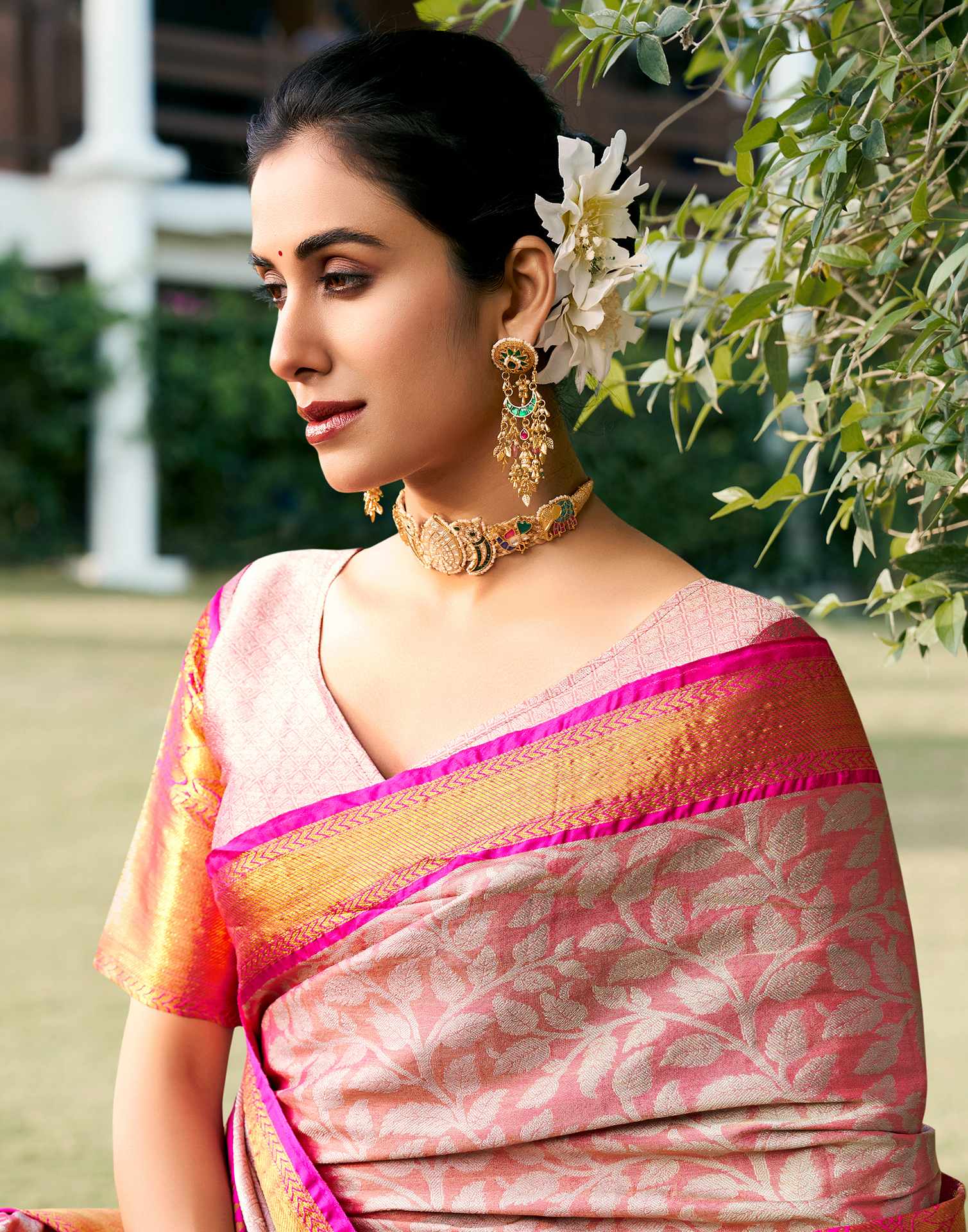 Pink Silk Woven Kanjivaram Saree