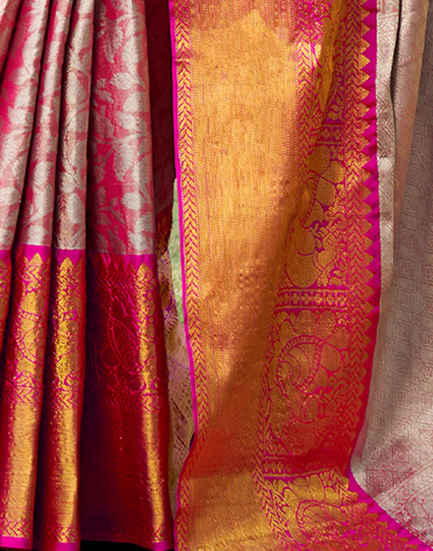 Pink Silk Woven Kanjivaram Saree