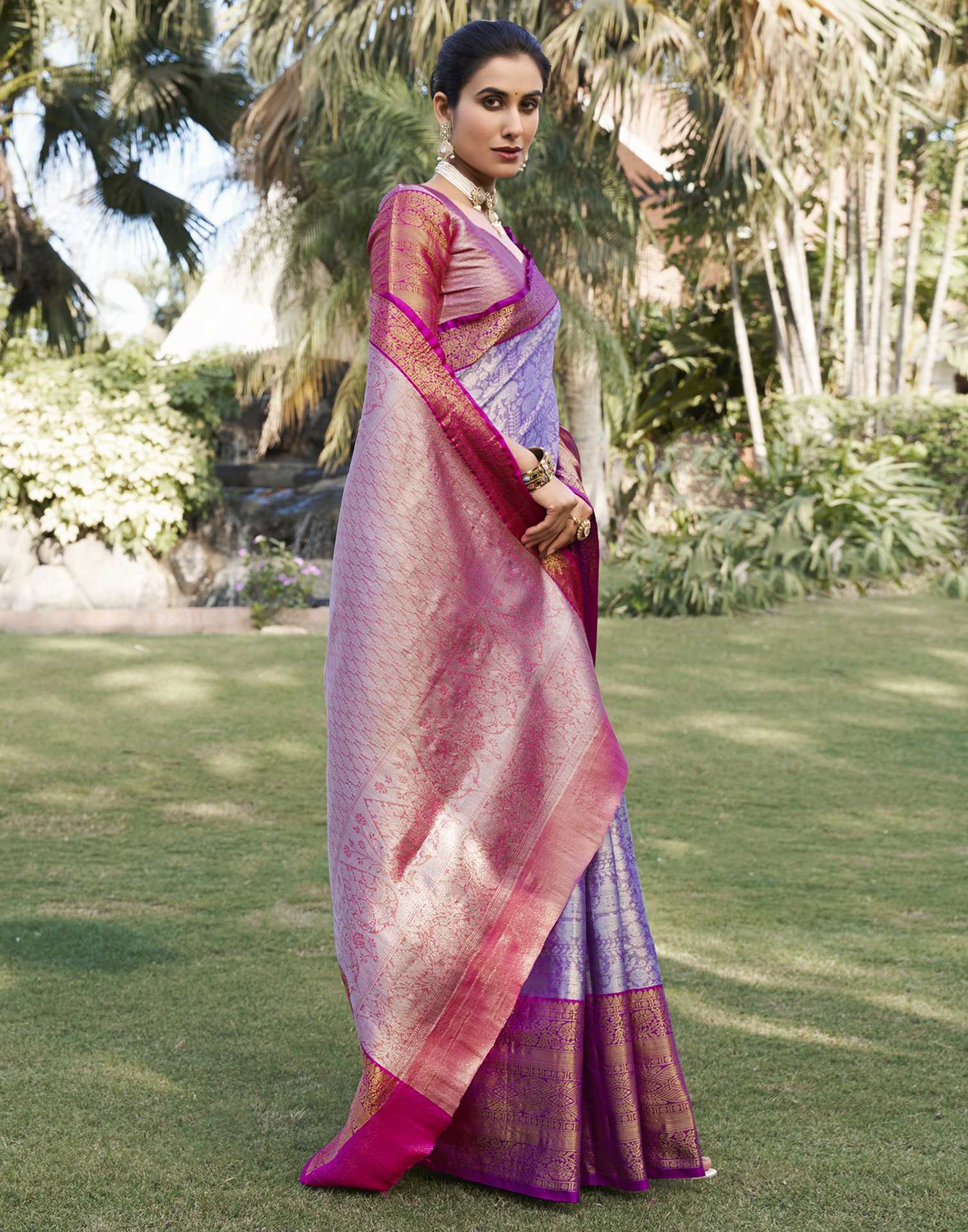 Purple Silk Woven Kanjivaram Saree