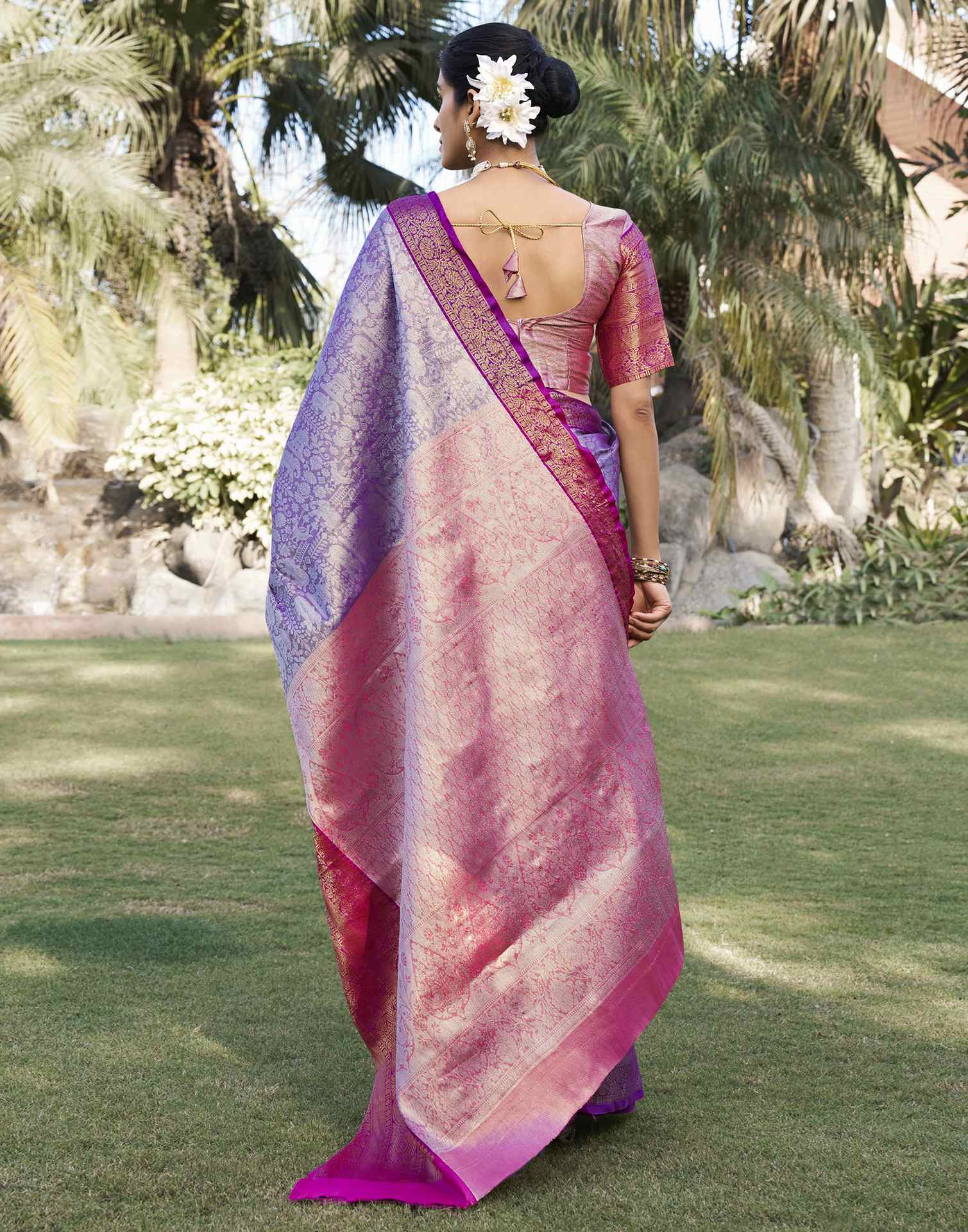 Purple Silk Woven Kanjivaram Saree