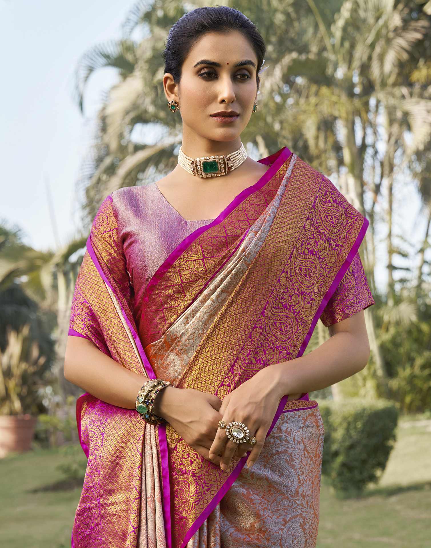 Orange Silk Woven Kanjivaram Saree