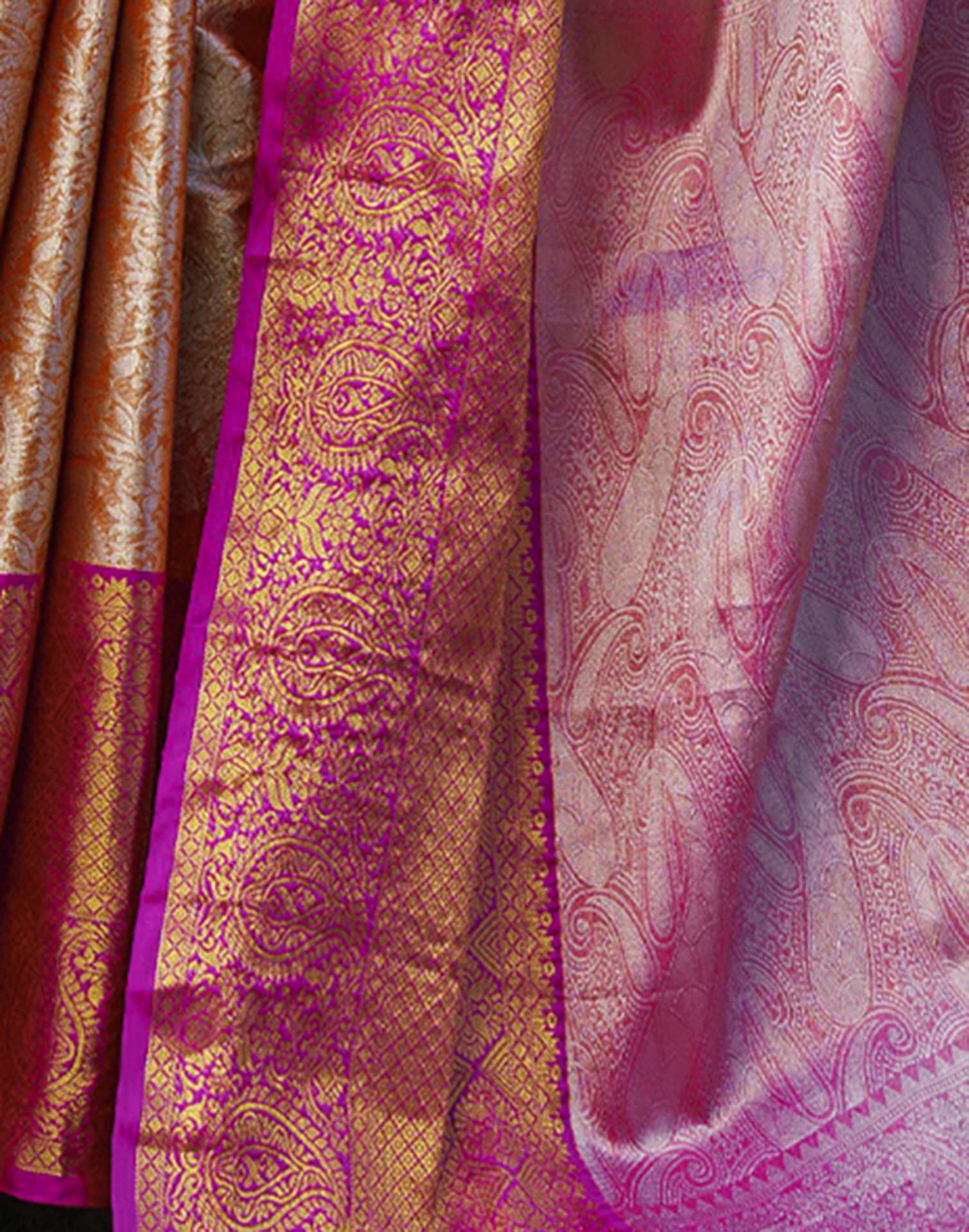 Orange Silk Woven Kanjivaram Saree
