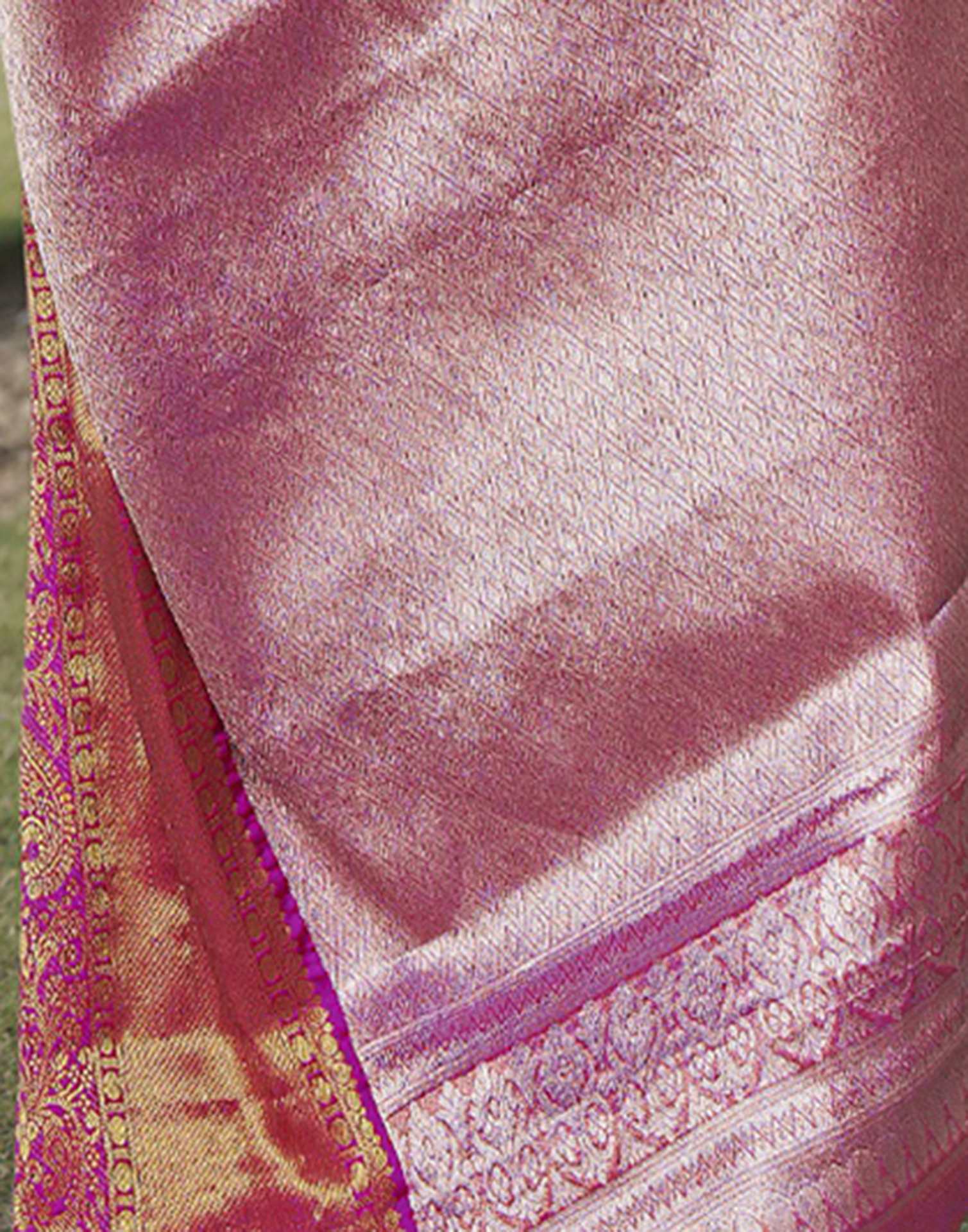 Pink Silk Woven Kanjivaram Saree