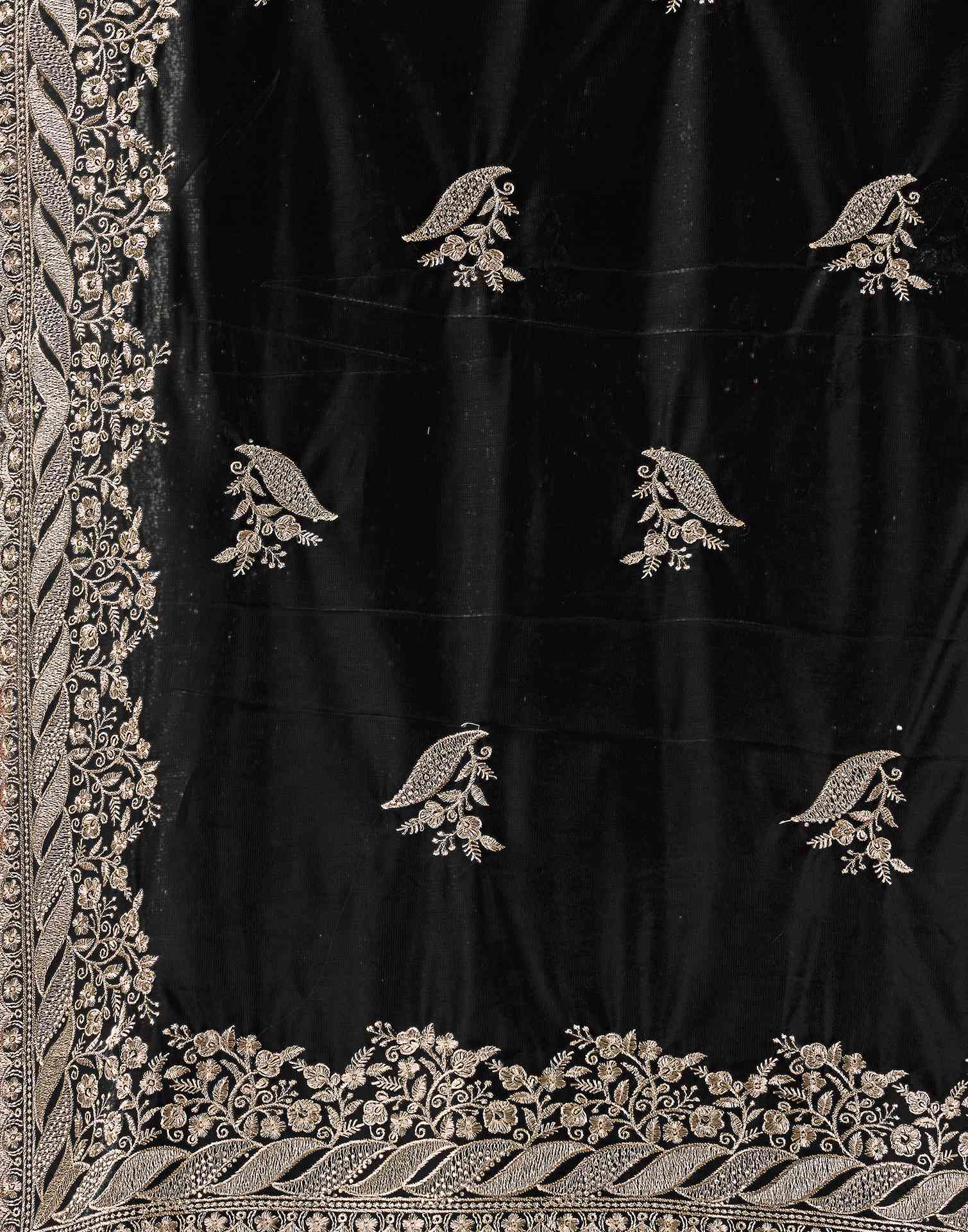 Black Net Embroidery Lace Saree