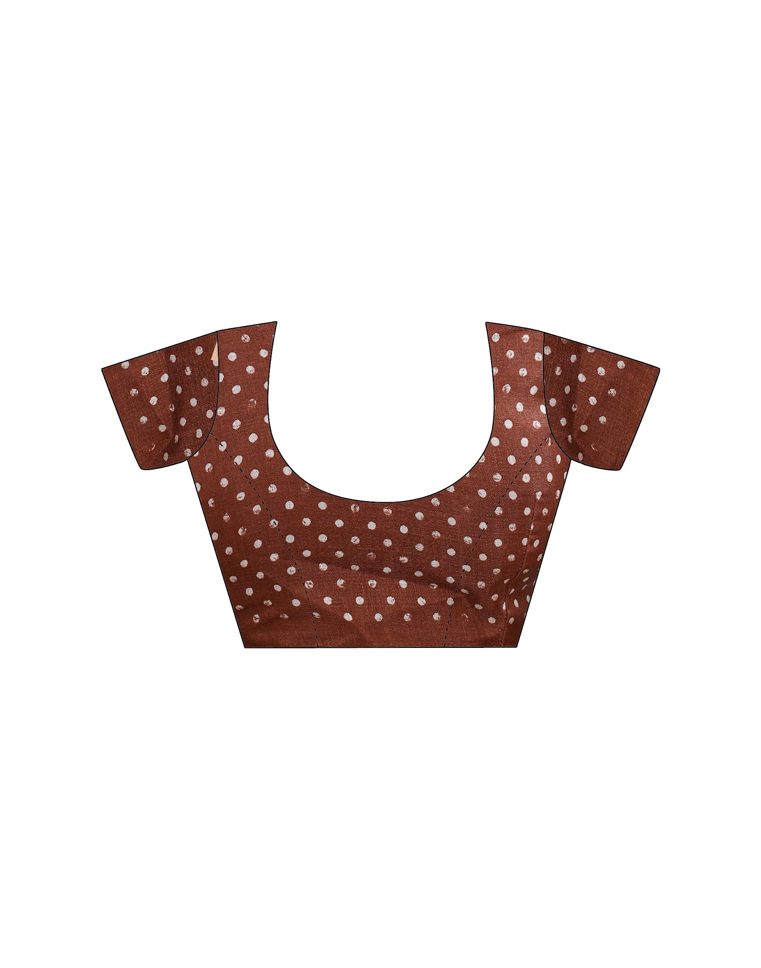Brown Cotton Blend Printed Saree