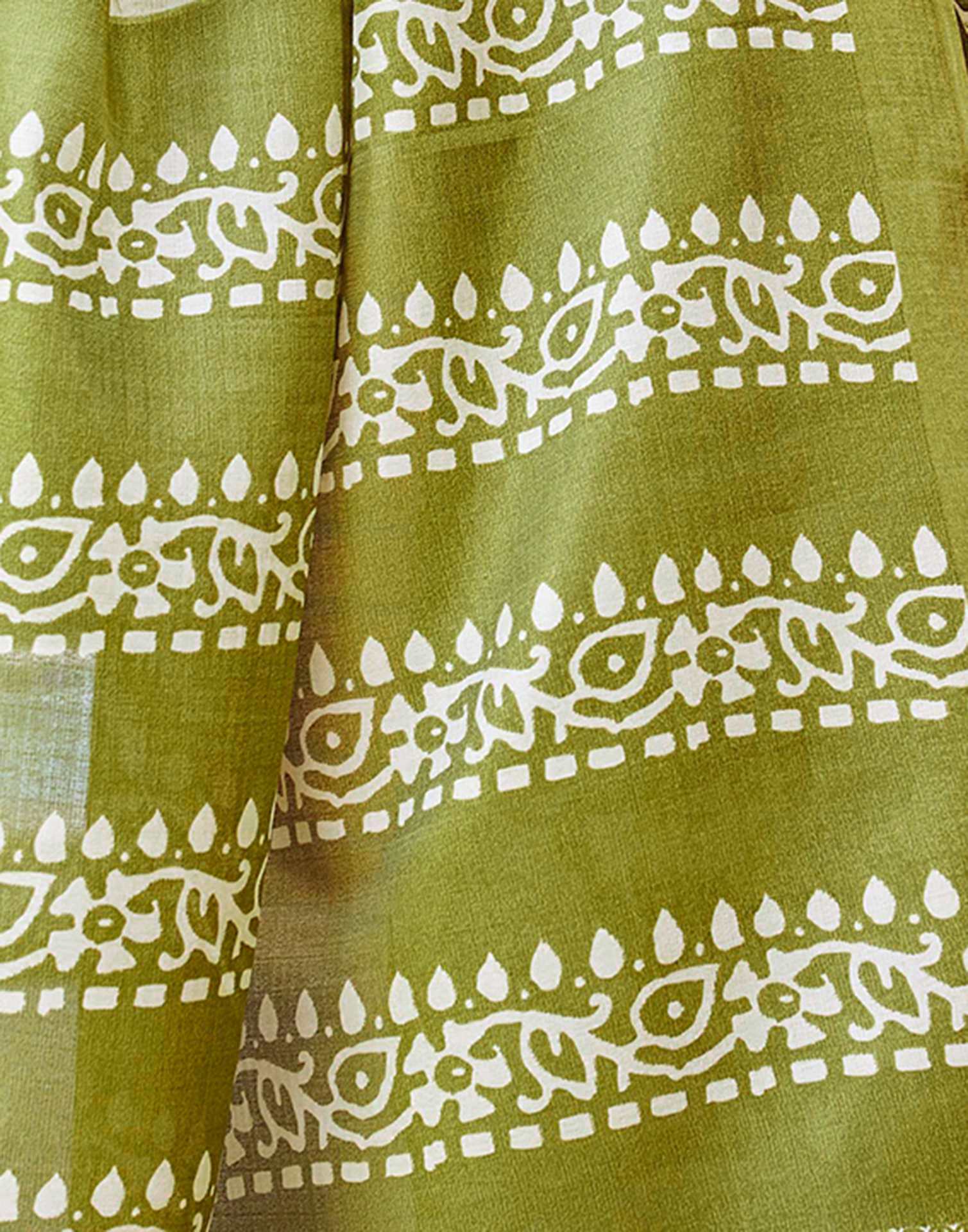 Green Cotton Printed Saree
