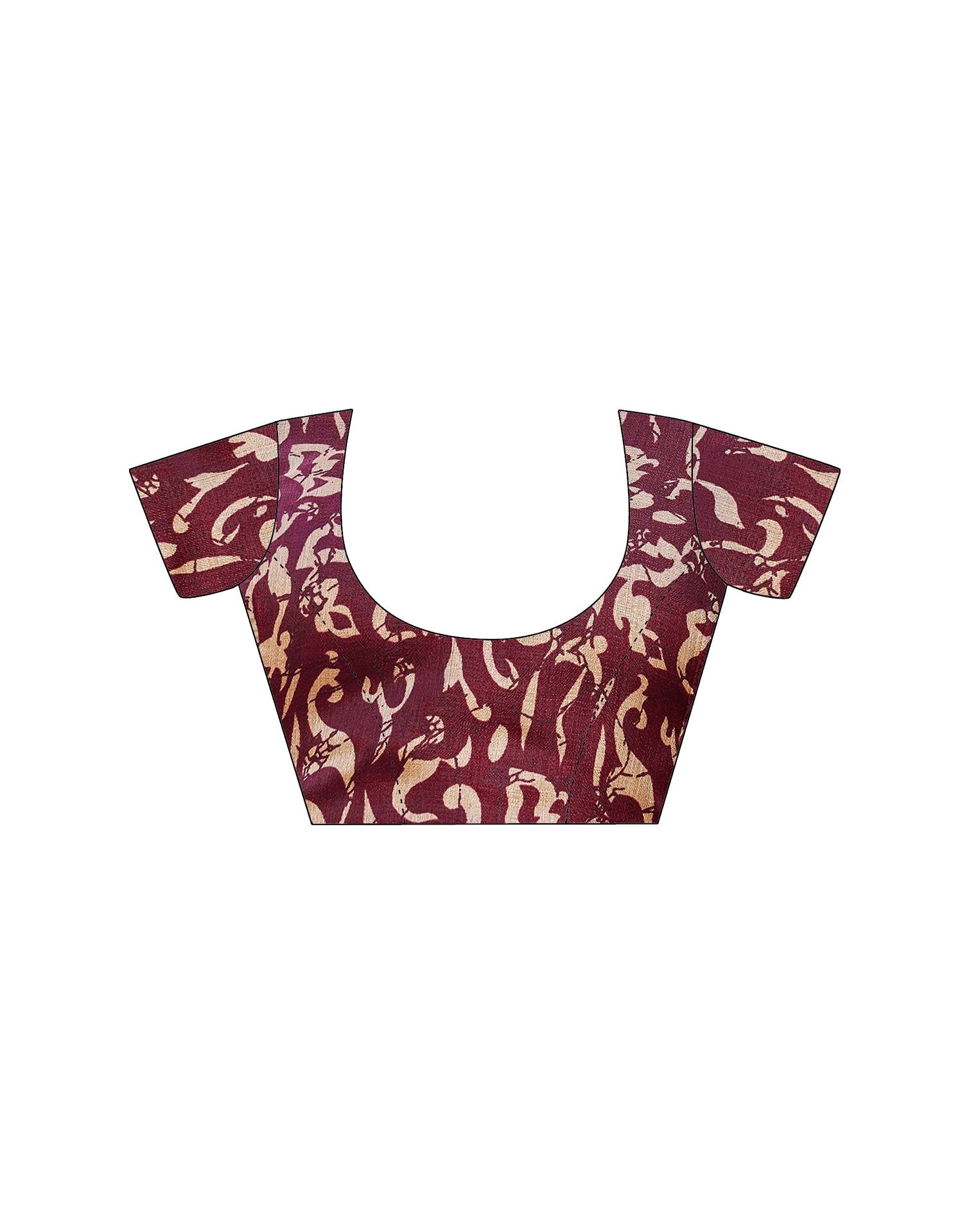 Maroon Cotton Printed Saree