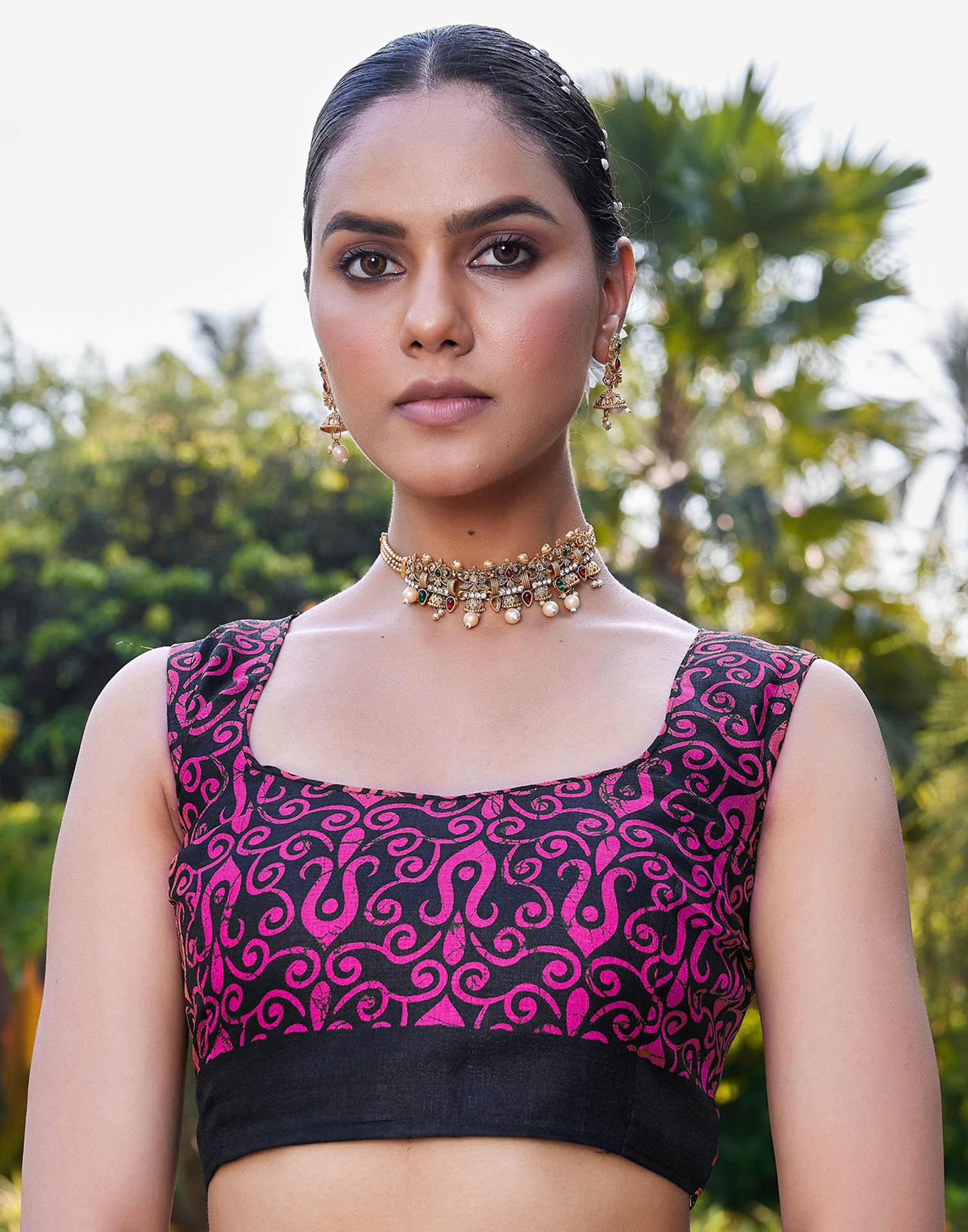 Rani Pink Cotton Printed Saree