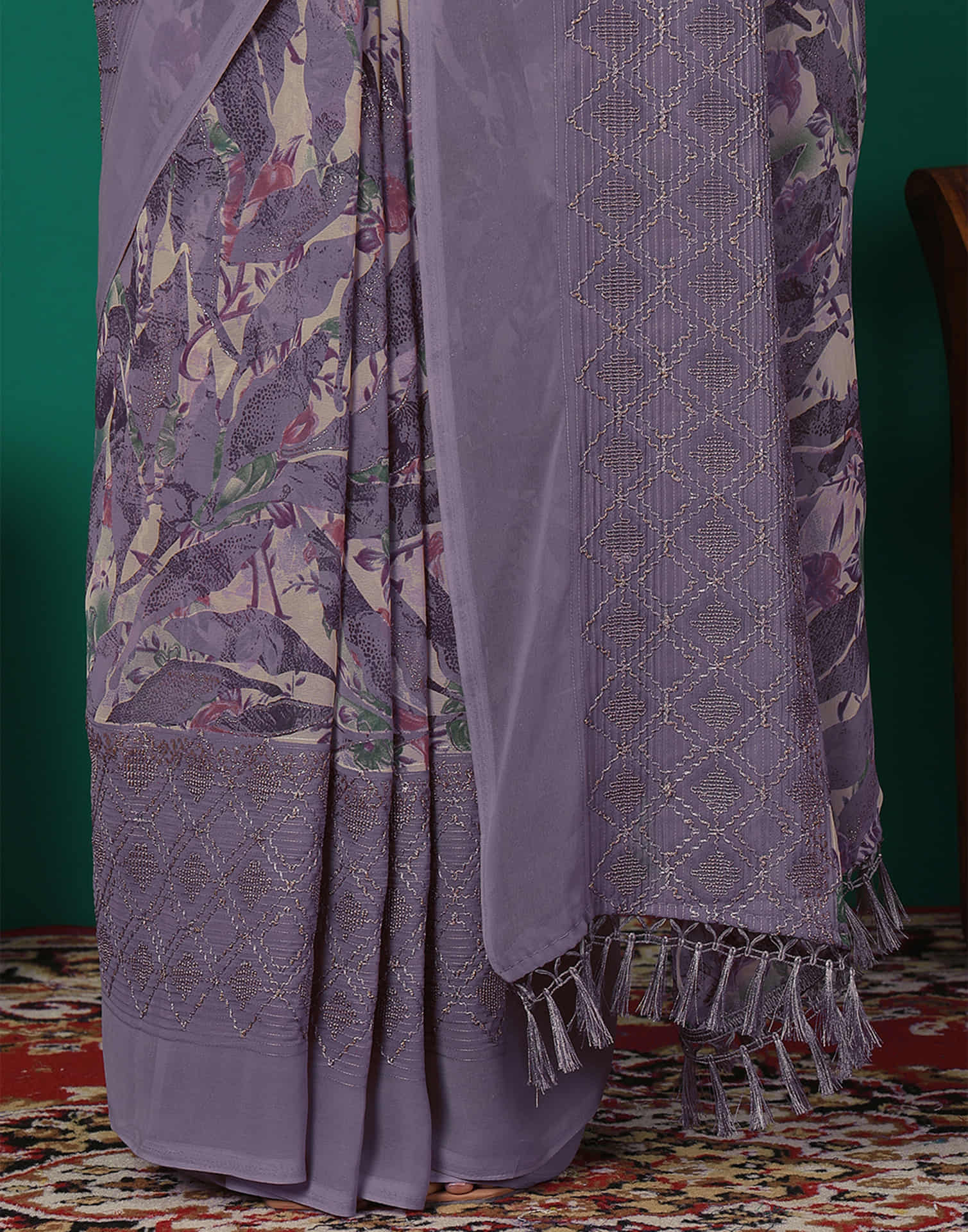 Mauve Georgette Printed Saree