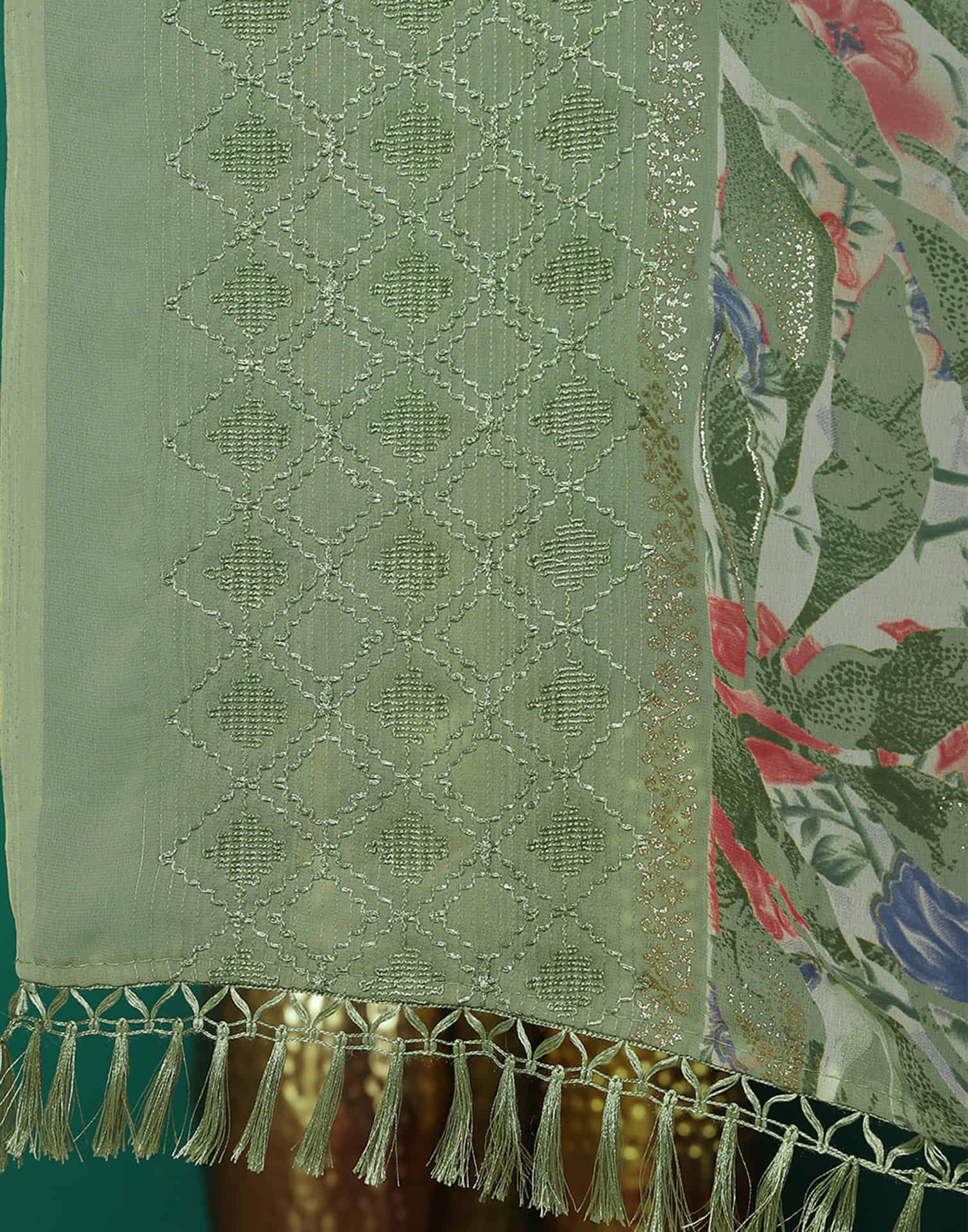 Green Georgette Printed Saree