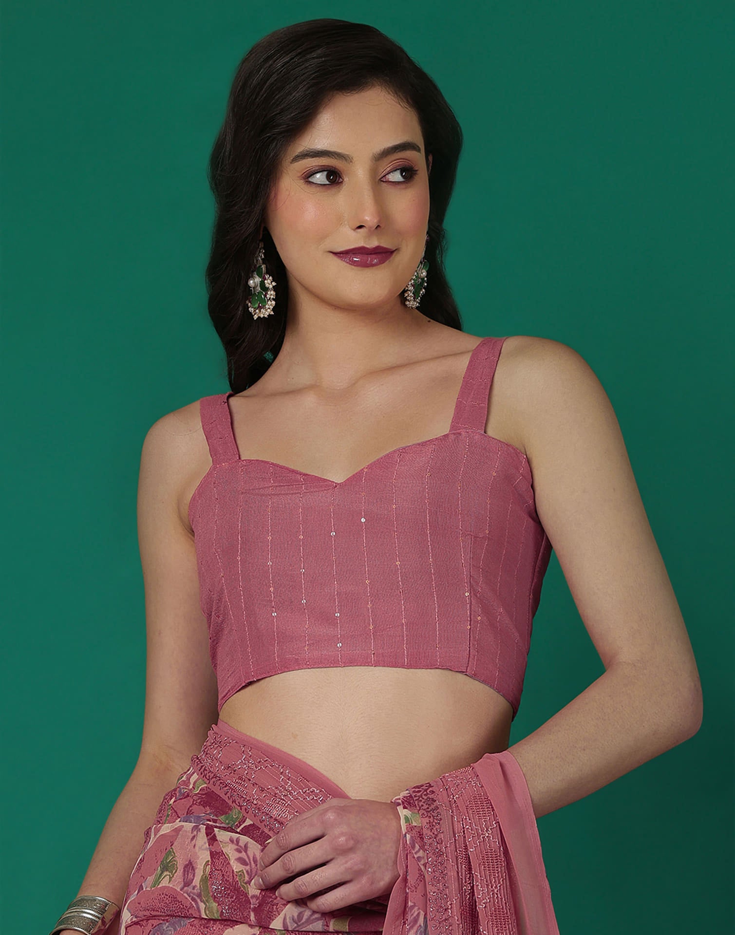 Pink Georgette Printed Saree