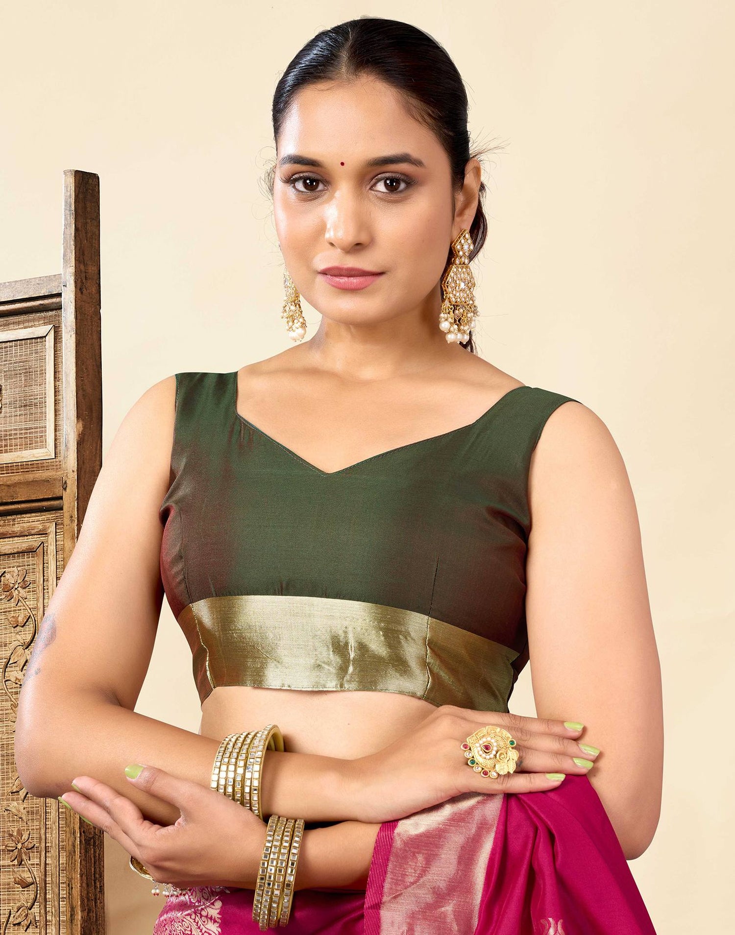 Rani Pink Silk Woven Saree