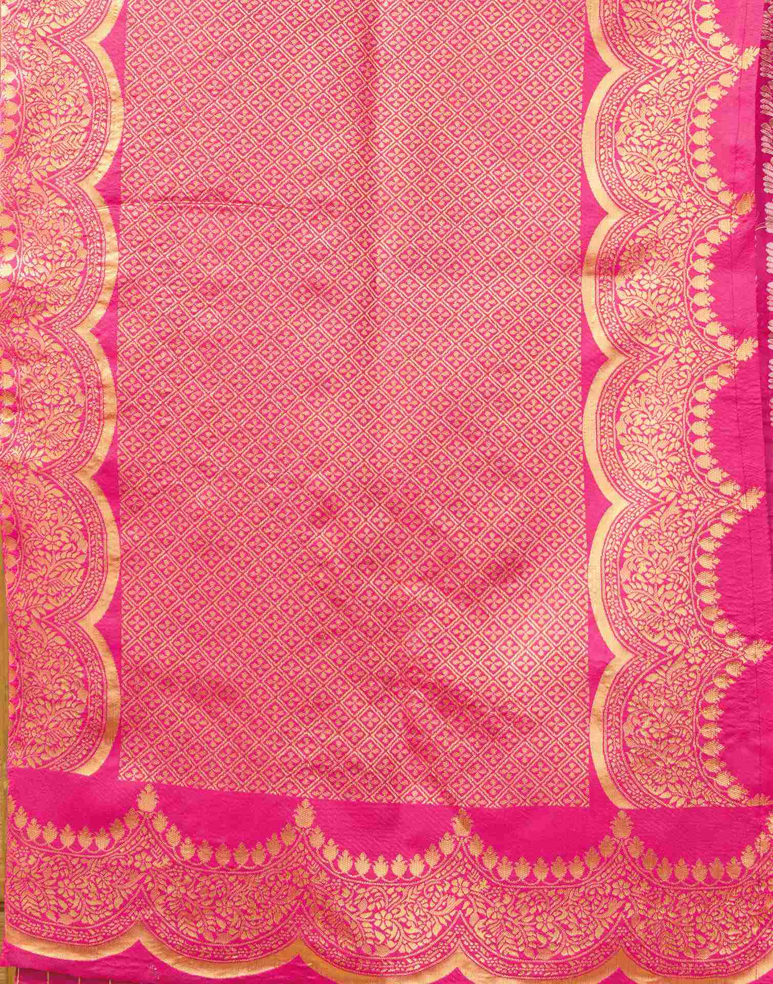 Bright Pink Silk Woven Banarasi Saree