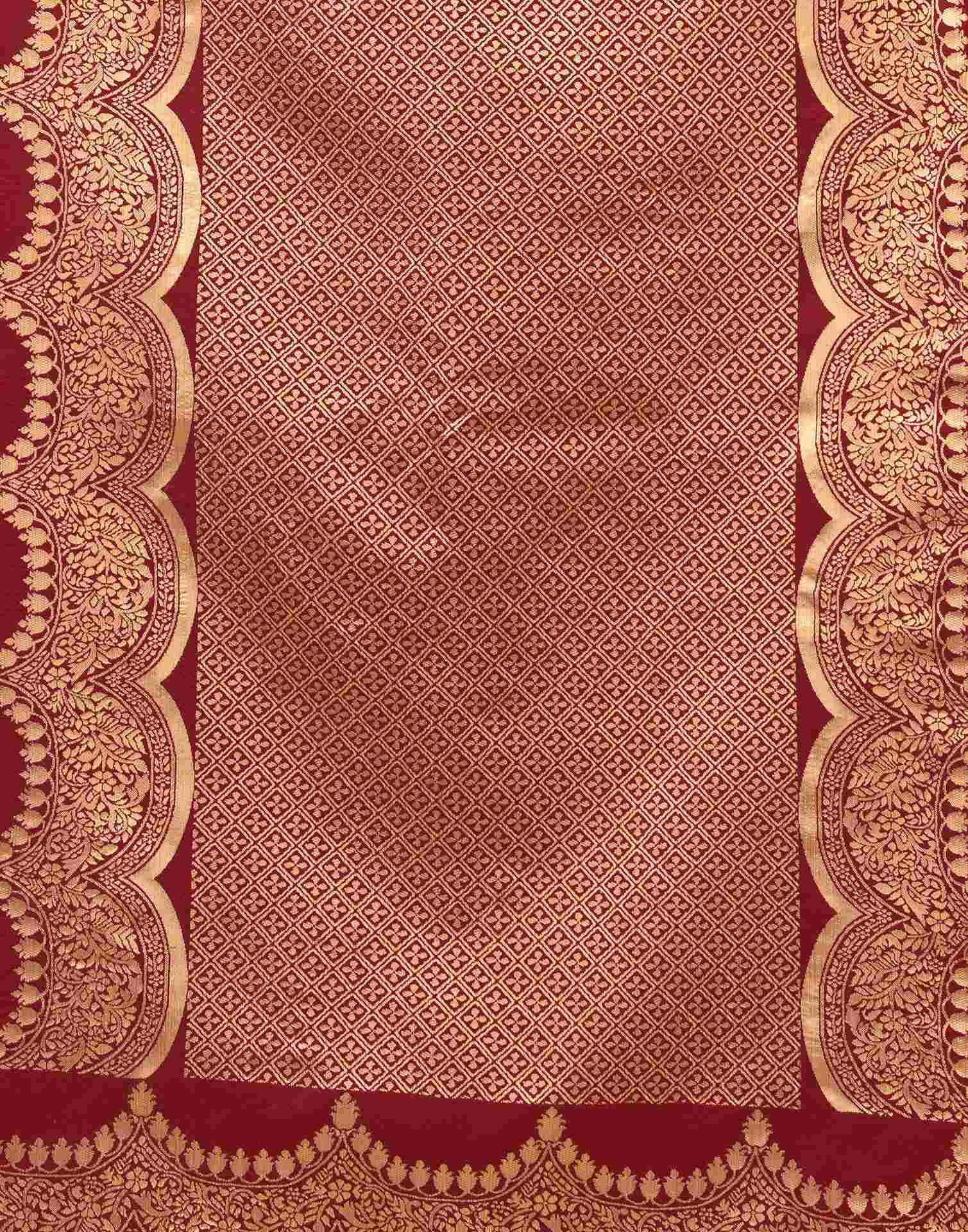 Maroon Silk Woven Banarasi Saree