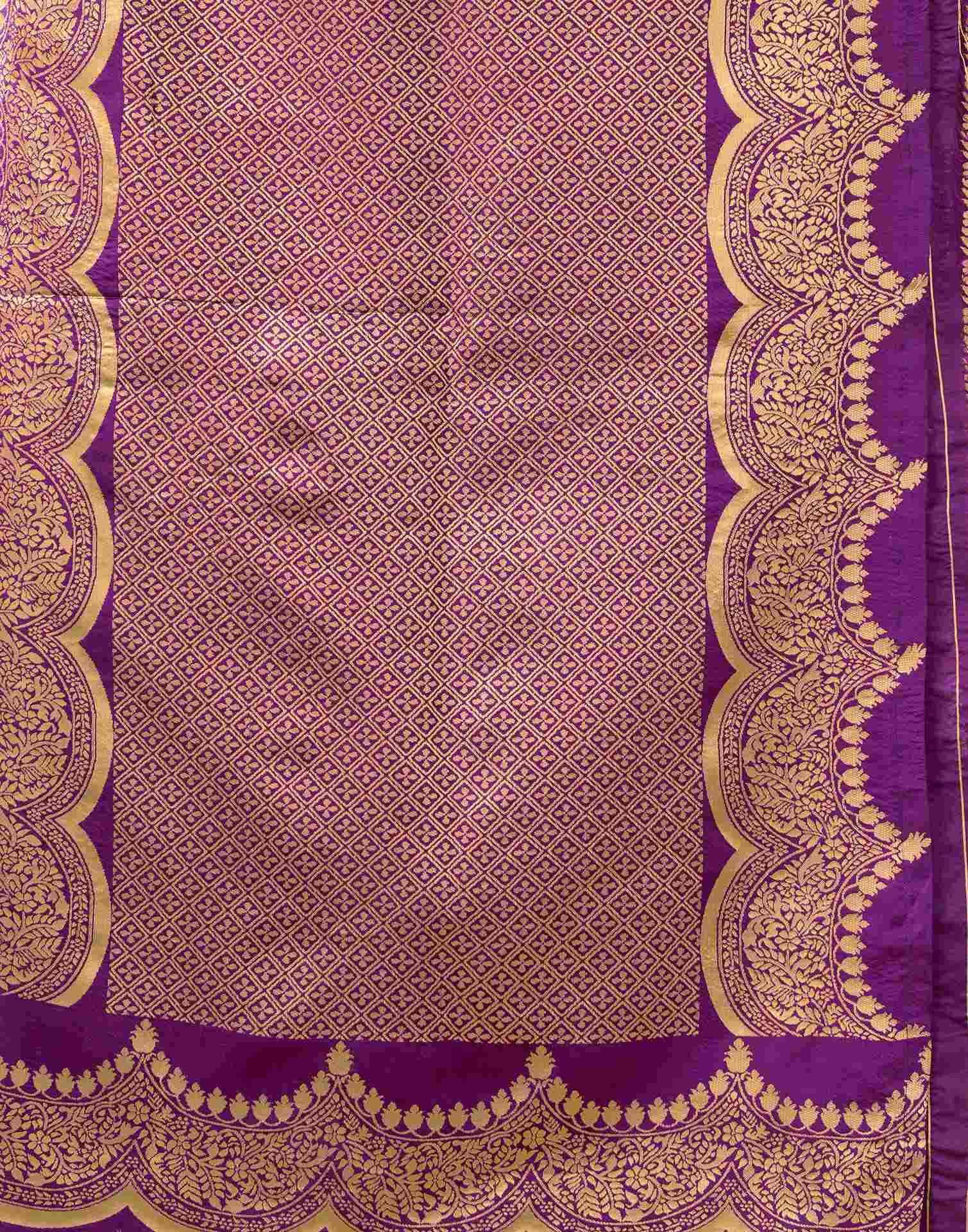 Dark Purple Silk Woven Banarasi Saree
